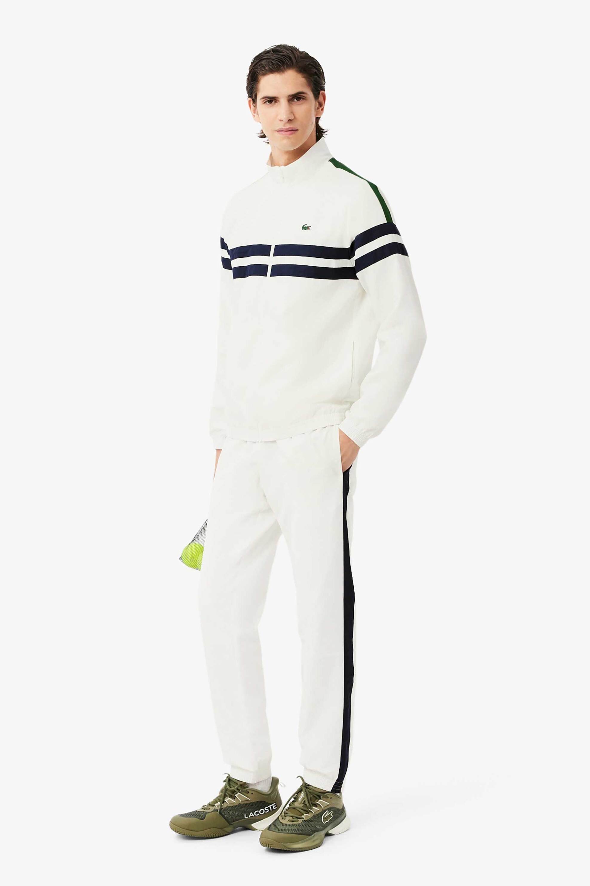 Lacoste ανδρικό σετ φόρμας με contrast ρίγες και λογότυπο (2 τεμάχια) - WH4766 Λευκό
