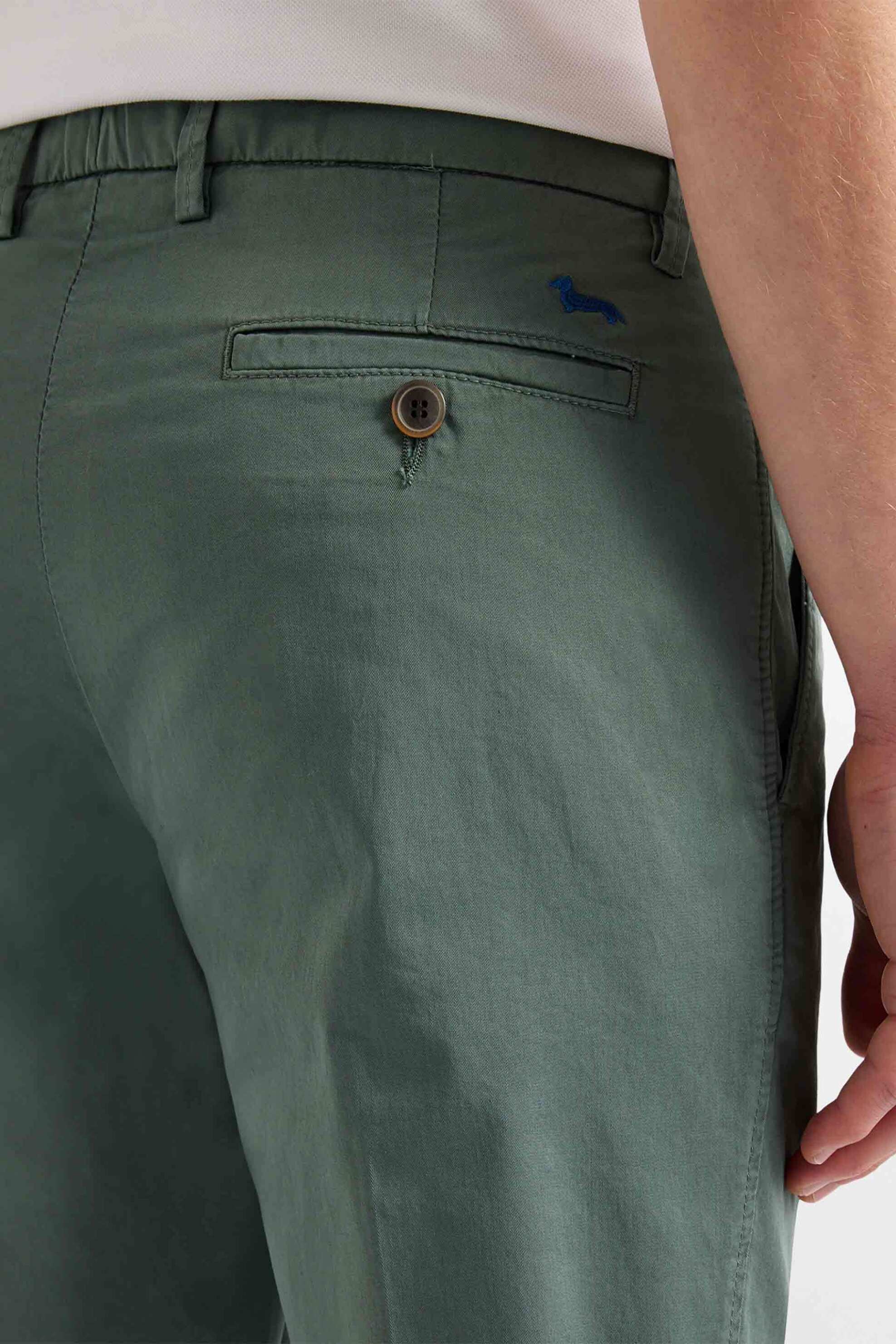 Harmont Blaine Ανδρικό Παντελόνι Chino με Κεντημένο Λογότυπο Regular Fit - Wnq300053163 Πράσινο Σκούρο