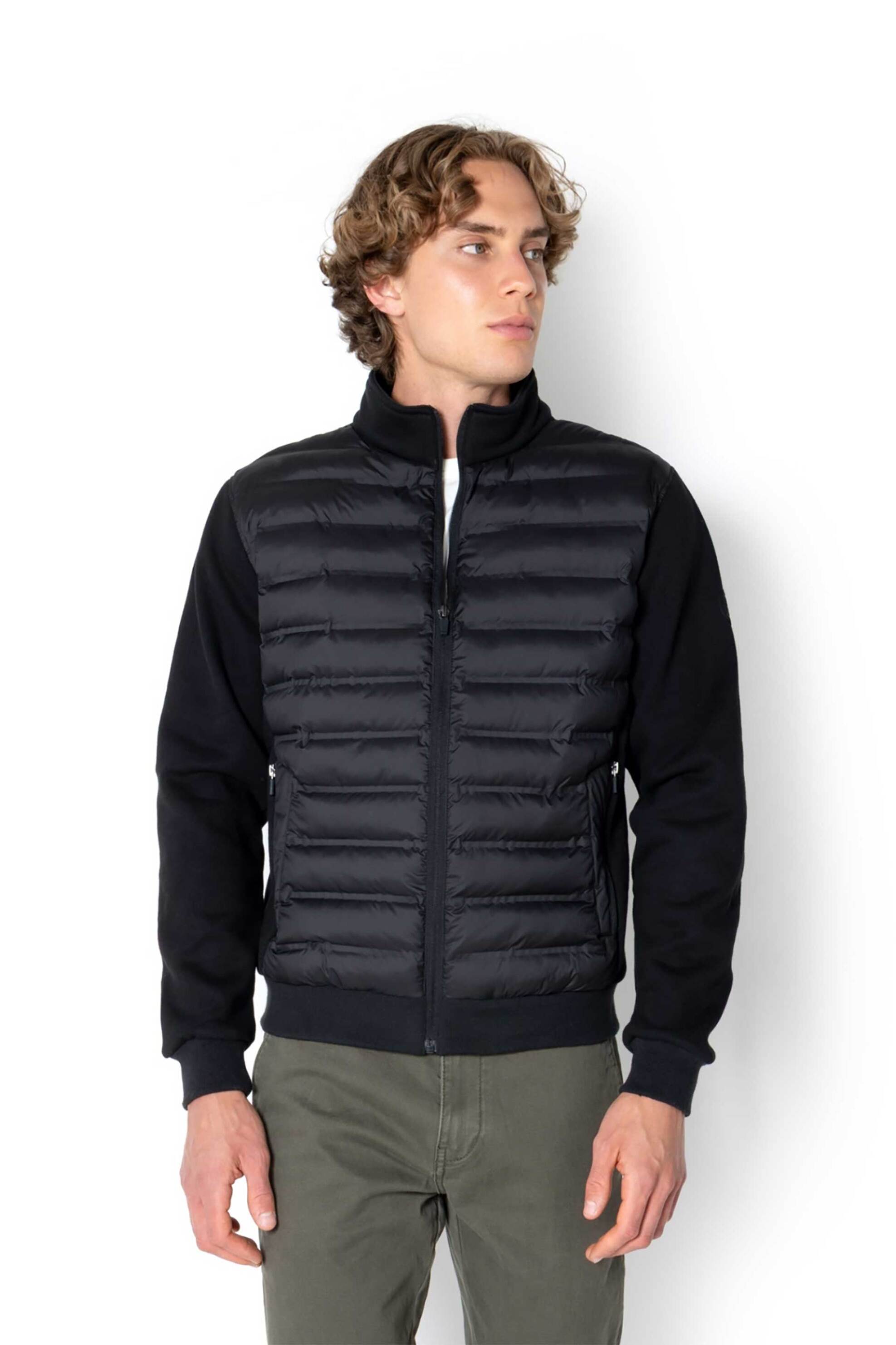 The Bostonians ανδρικό μπουφάν με ψηλό λαιμό και συνδυασμό υφασμάτων Regular Fit - WR1144 Μαύρο