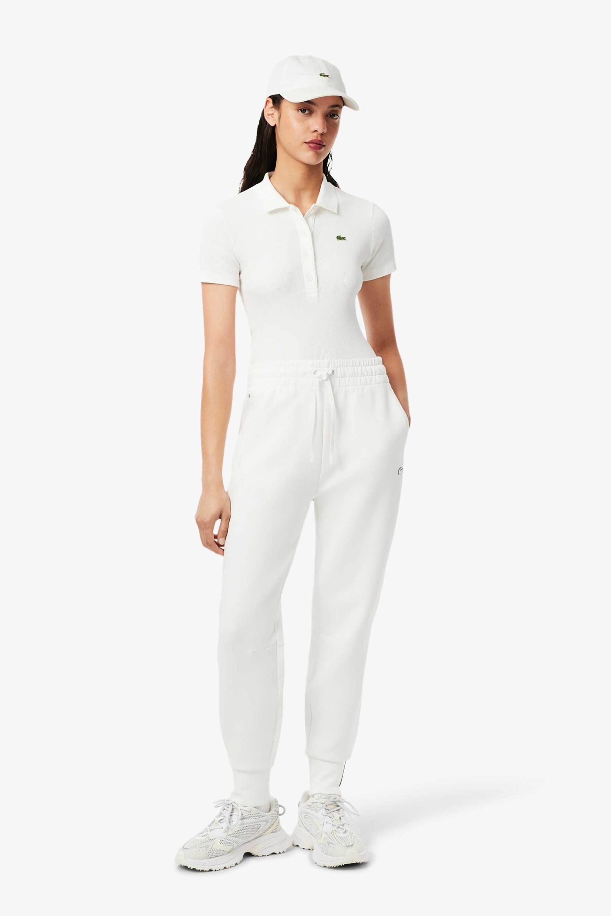 LACOSTE Lacoste γυναικείο παντελόνι φόρμας με λογότυπο Tapered Fit - XF0343 Λευκό
