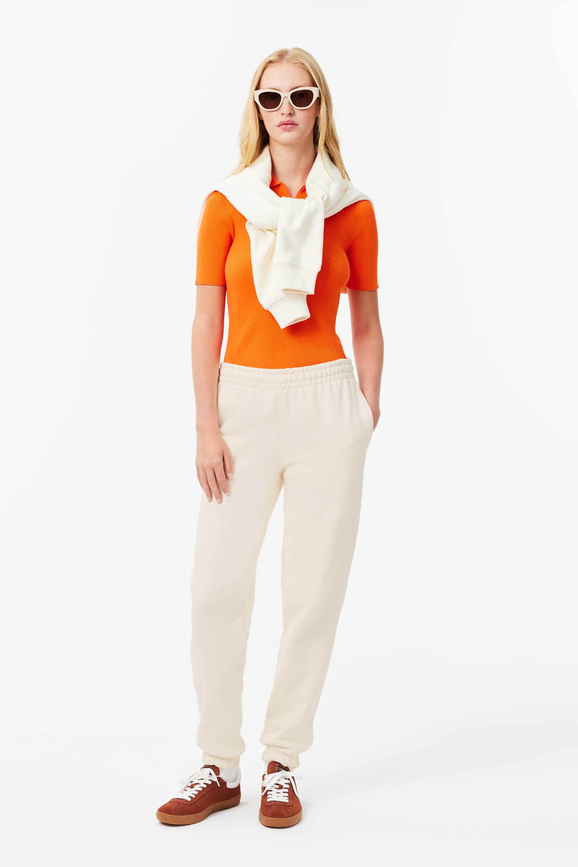 LACOSTE Lacoste γυναικείο παντελόνι φόρμας με κεντημένο λογότυπο στο πίσω μέρος - XF2647-00 Εκρού