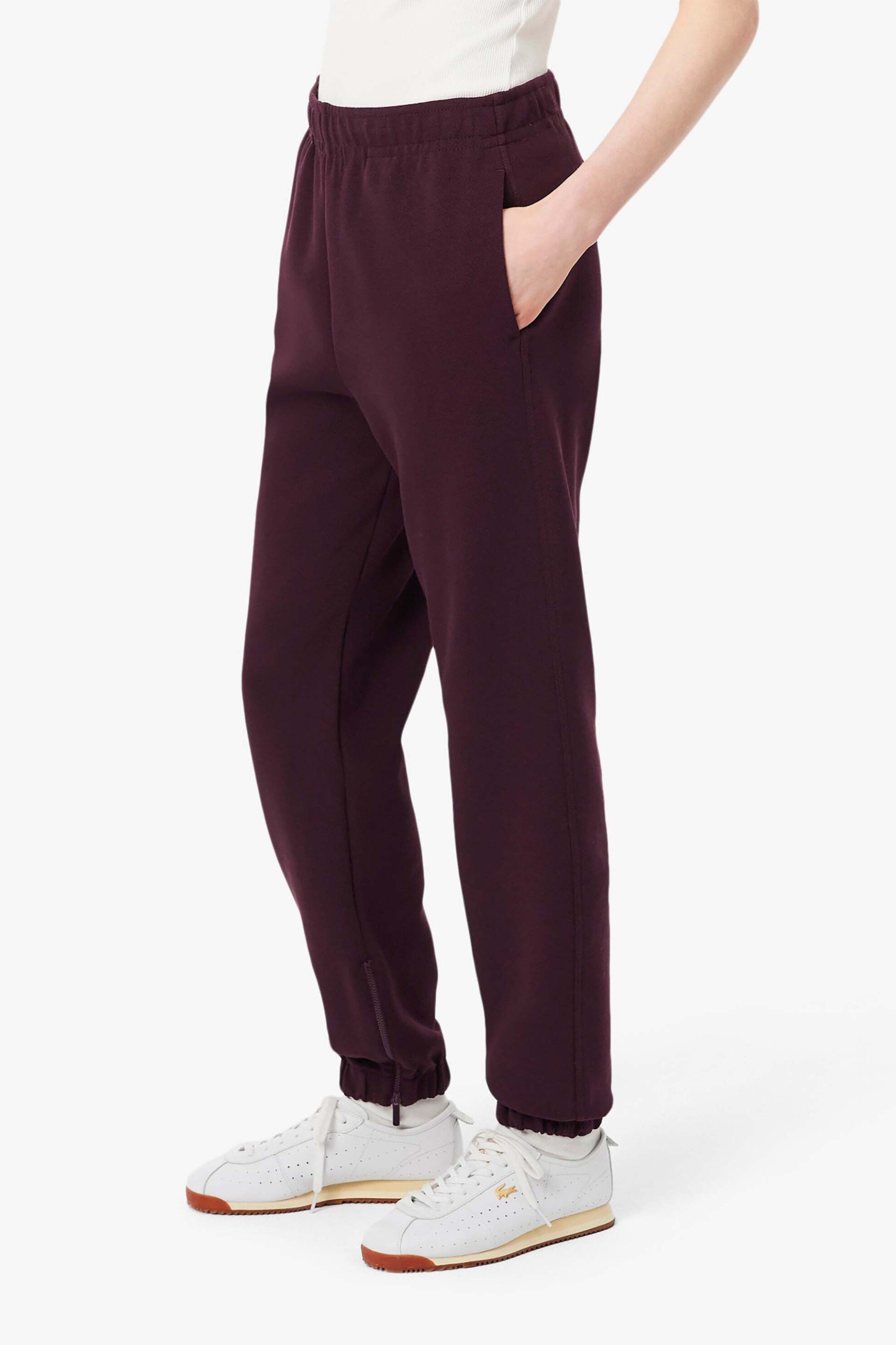 LACOSTE Lacoste γυναικείο παντελόνι φόρμας πικέ Straight Fit - XF5244-00 Μπορντό Σκούρο - 2