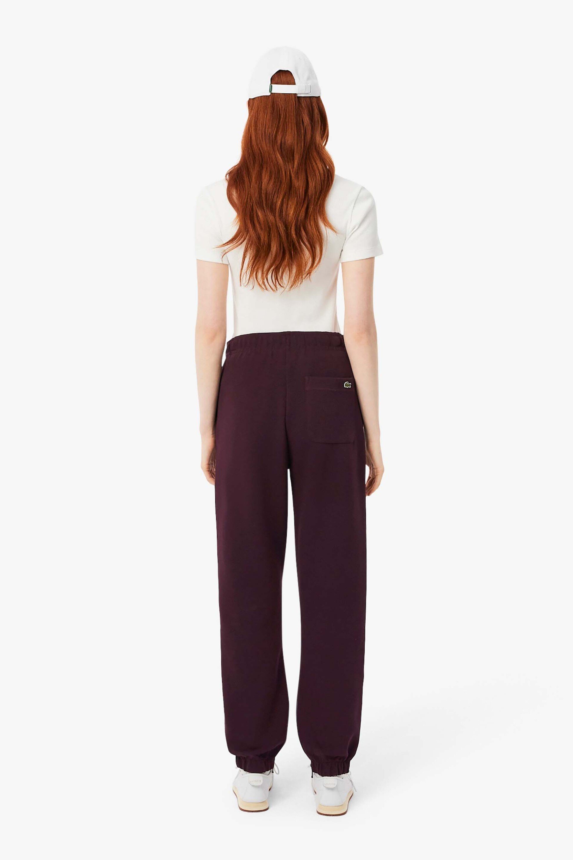 LACOSTE Lacoste γυναικείο παντελόνι φόρμας πικέ Straight Fit - XF5244-00 Μπορντό Σκούρο - 4