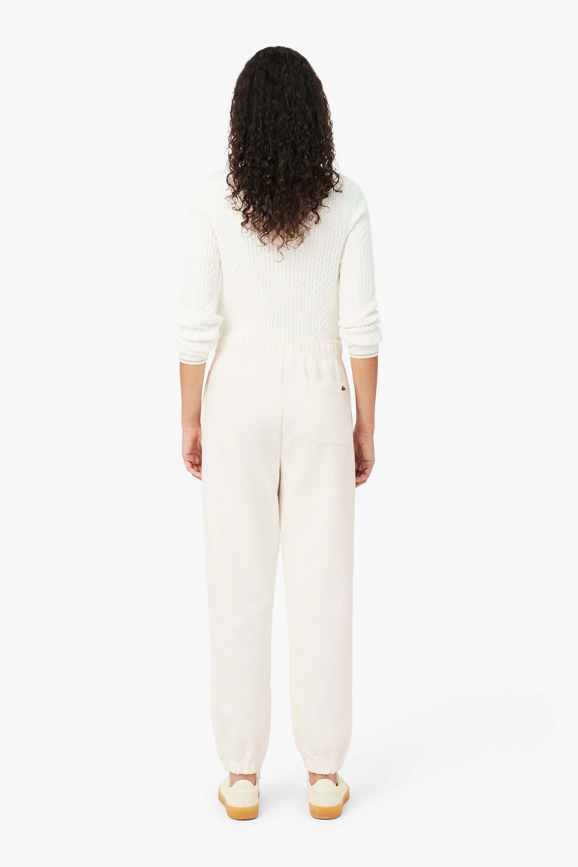 LACOSTE Lacoste γυναικείο παντελόνι φόρμας πικέ Straight Fit - XF5244-00 Λευκό - 4
