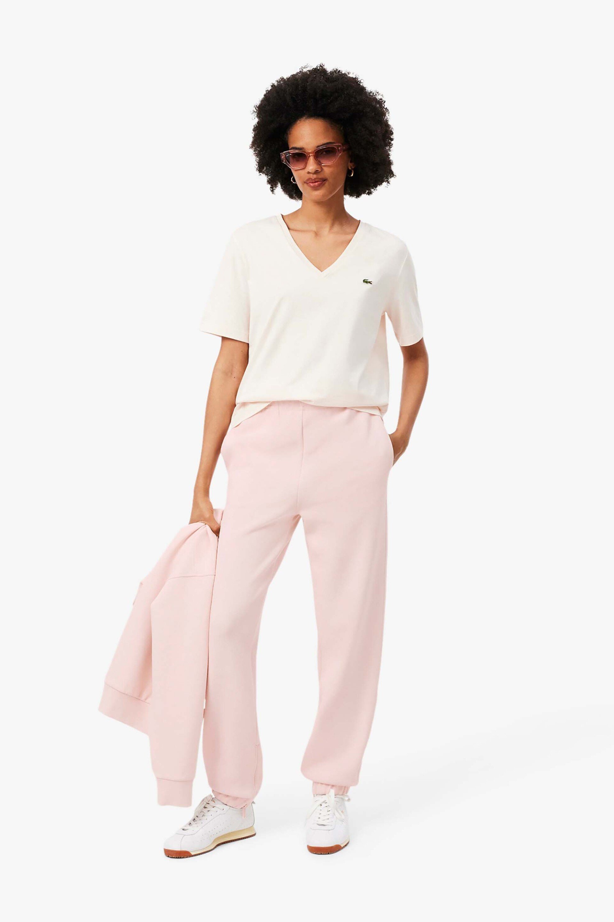 LACOSTE Lacoste γυναικείο παντελόνι φόρμας πικέ Straight Fit - XF5244-00 Ροζ Ανοιχτό - 3
