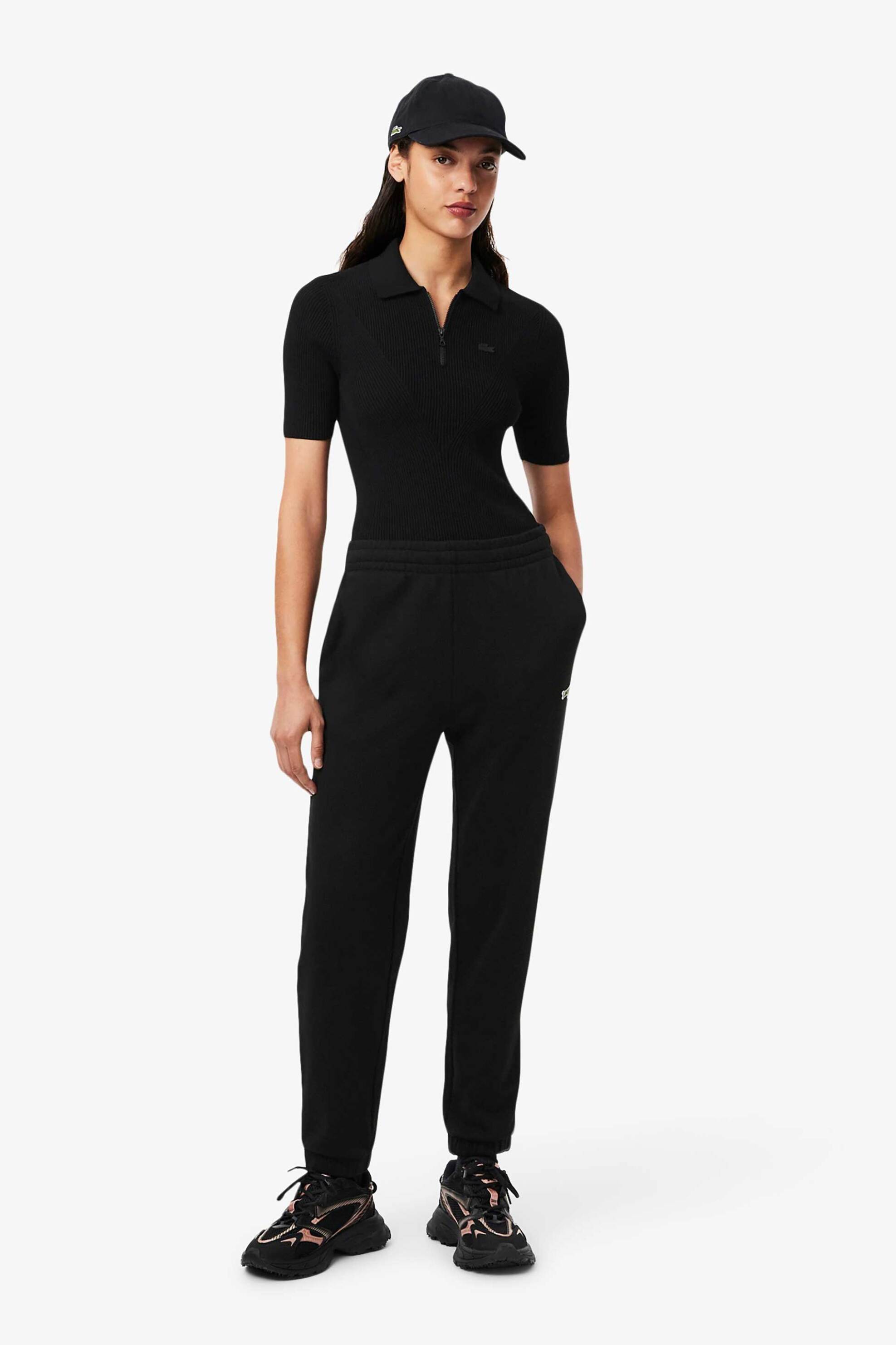 Lacoste γυναικείο παντελόνι φόρμας με κεντημένο λογότυπο Straight Fit - XF7604-00 Μαύρο