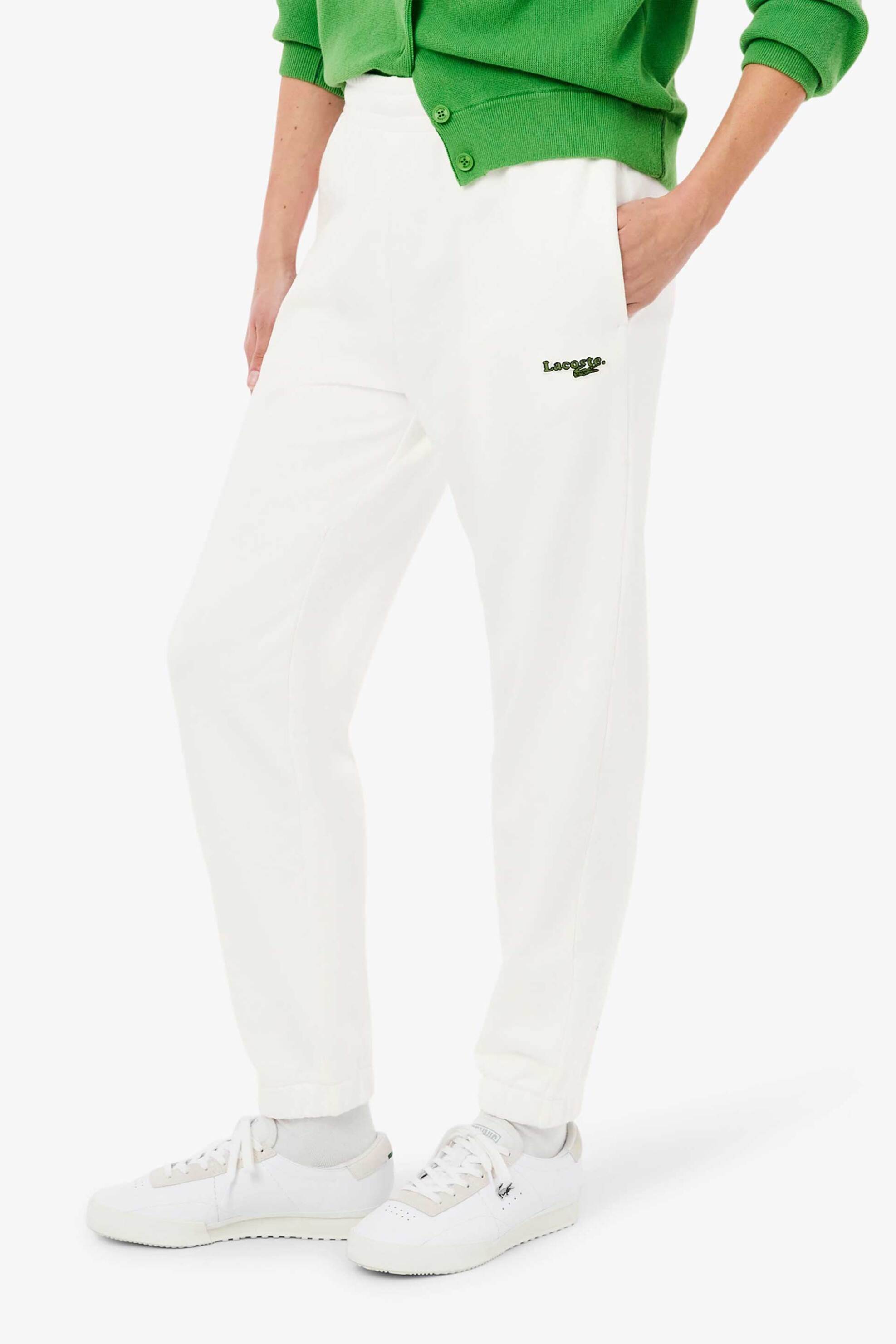 LACOSTE Lacoste γυναικείο παντελόνι φόρμας με κεντημένο λογότυπο Straight Fit - XF7604-00 Λευκό - 2