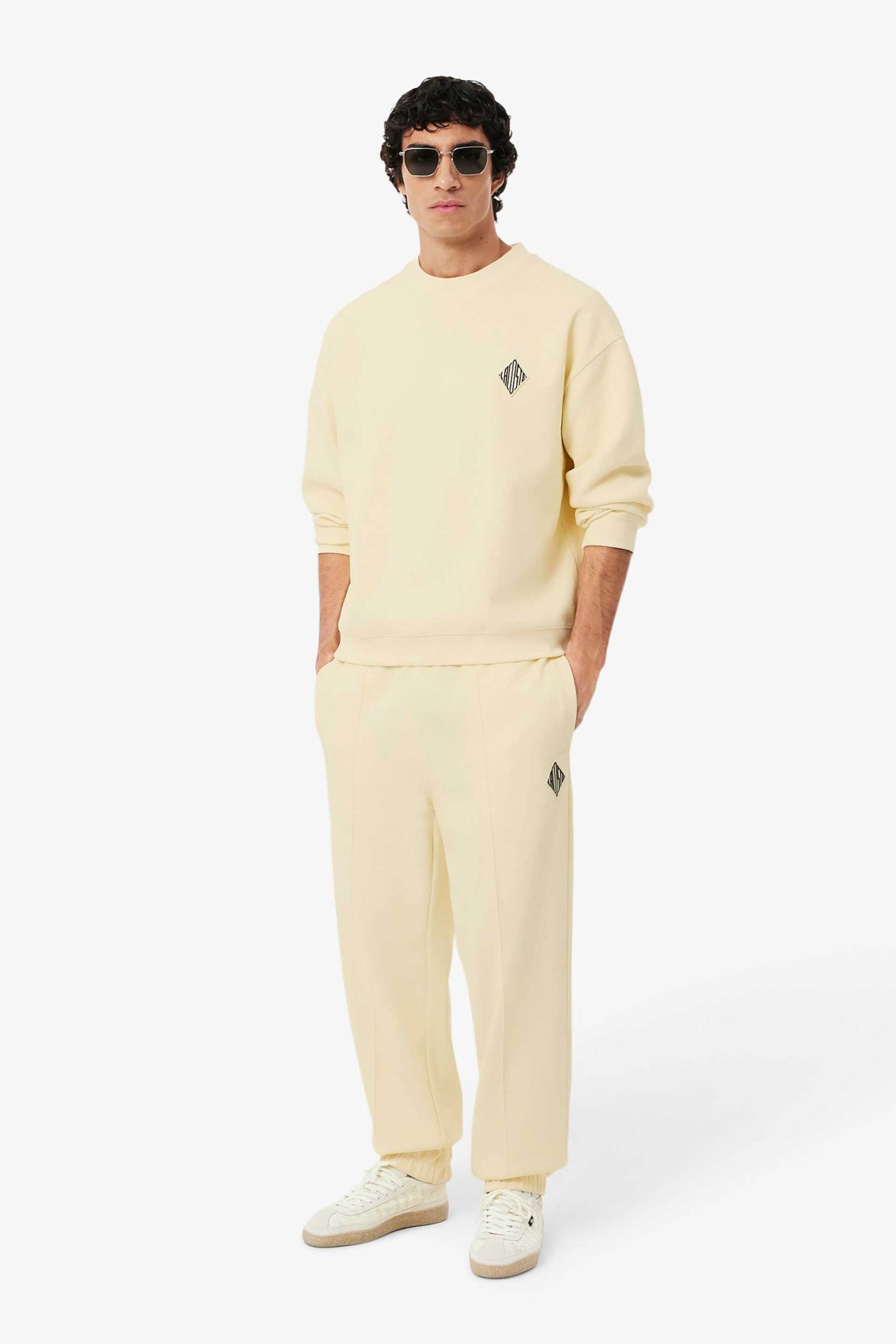 Lacoste ανδρικό παντελόνι φόρμας πικέ με κεντημένο retro logo Regular Fit - XH0033-00 Κρέμ