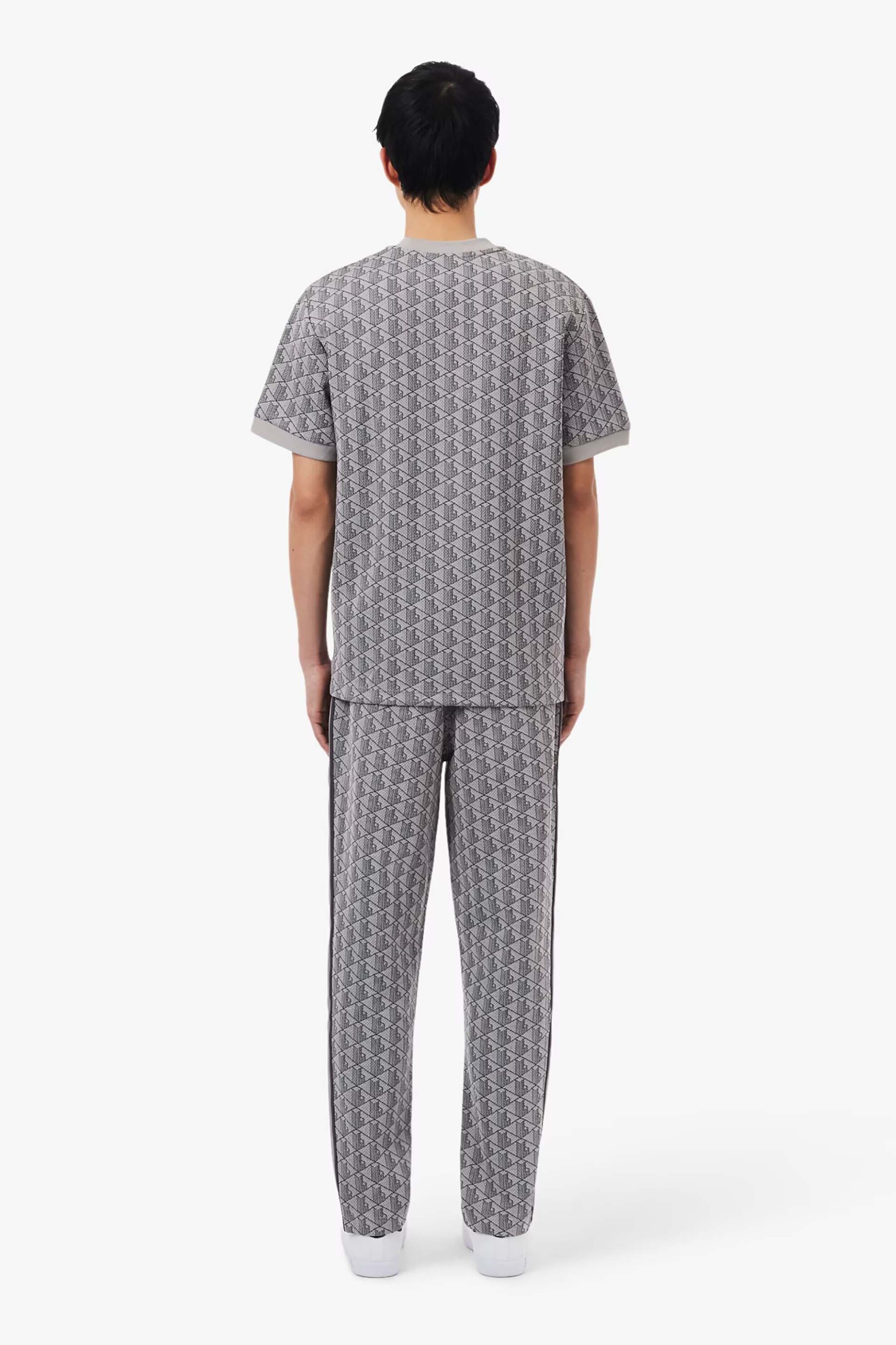 Lacoste Ανδρικό Παντελόνι Φόρμας Jacquard με All-Over Monogram Print Straight Fit - Xh1440 Γκρι