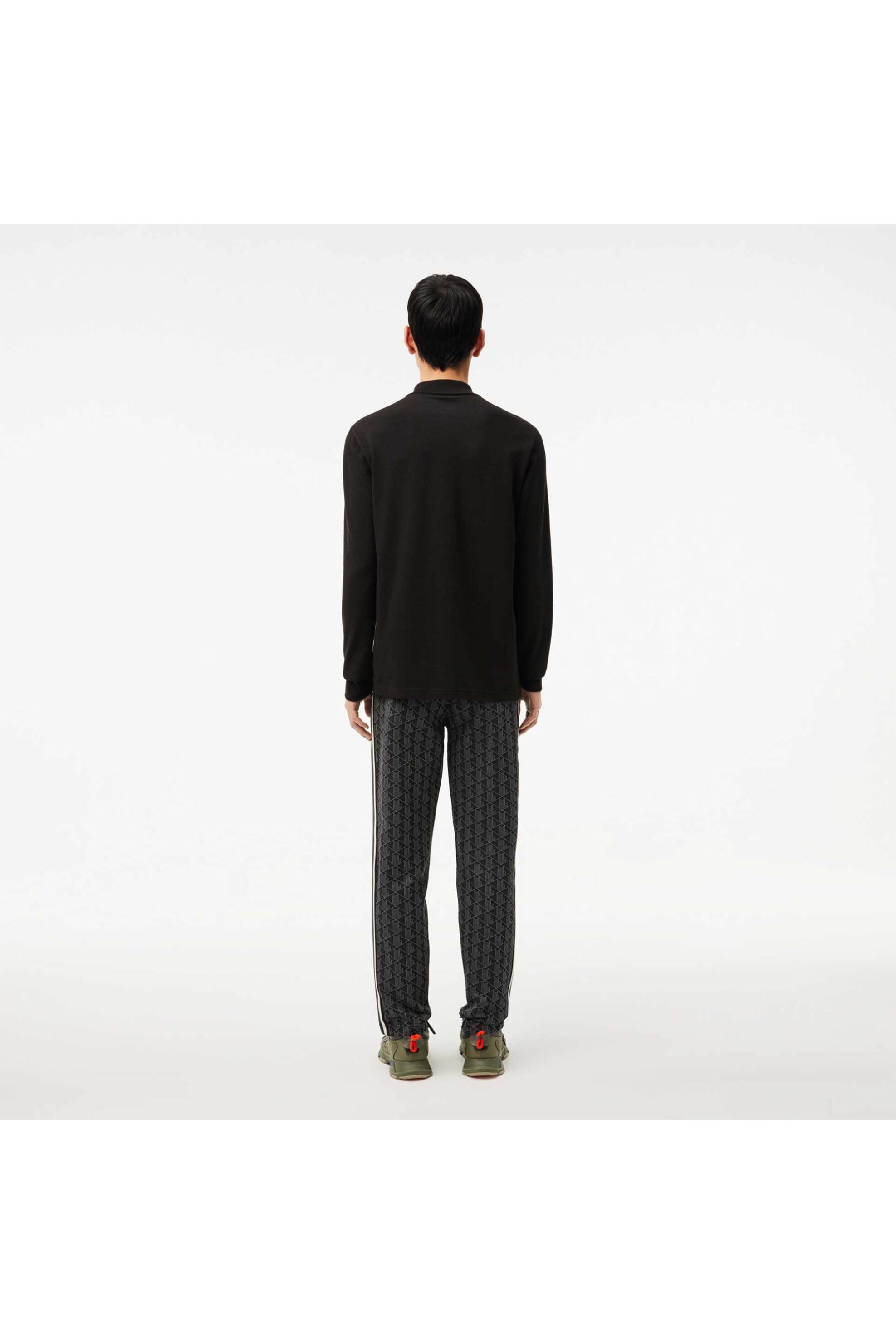 Lacoste ανδρικό παντελόνι φόρμας jacquard με all-over monogram print Straight Fit - XH1440 Μαύρο φωτογραφία
