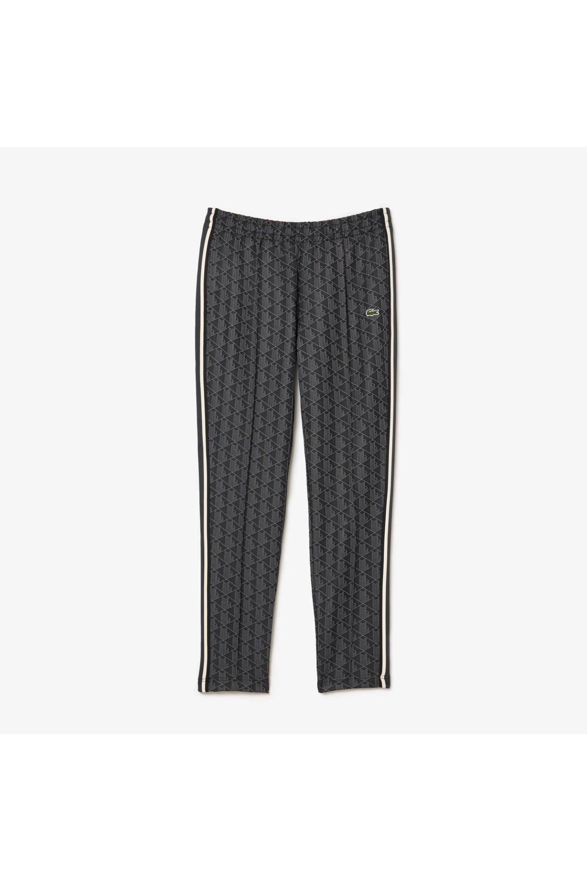 Lacoste ανδρικό παντελόνι φόρμας jacquard με all-over monogram print Straight Fit - XH1440 Μαύρο φωτογραφία