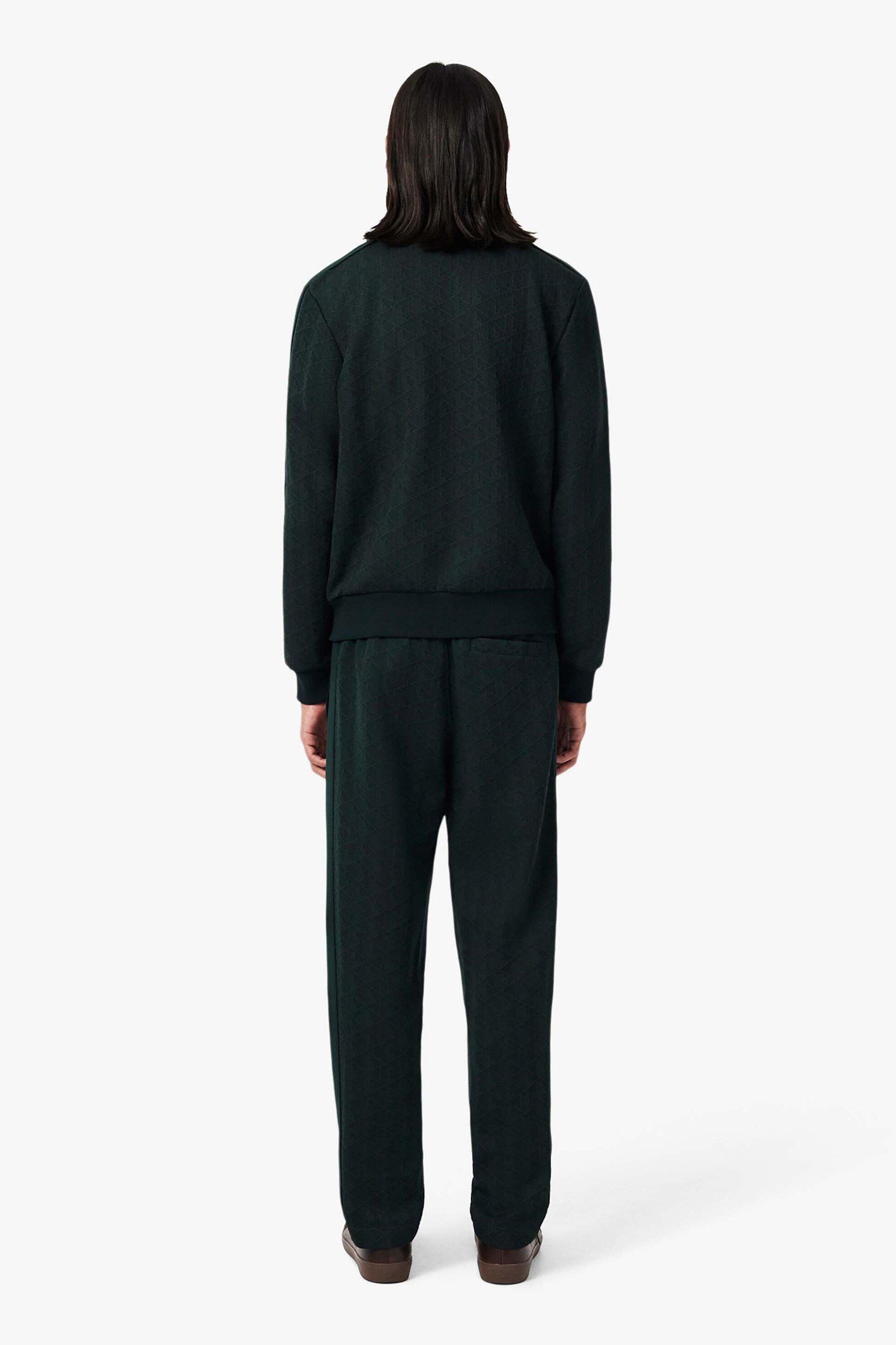 Lacoste Ανδρικό Παντελόνι Φόρμας Jacquard με All-Over Monogram Print Straight Fit - Xh1440 Πράσινο Σκούρο