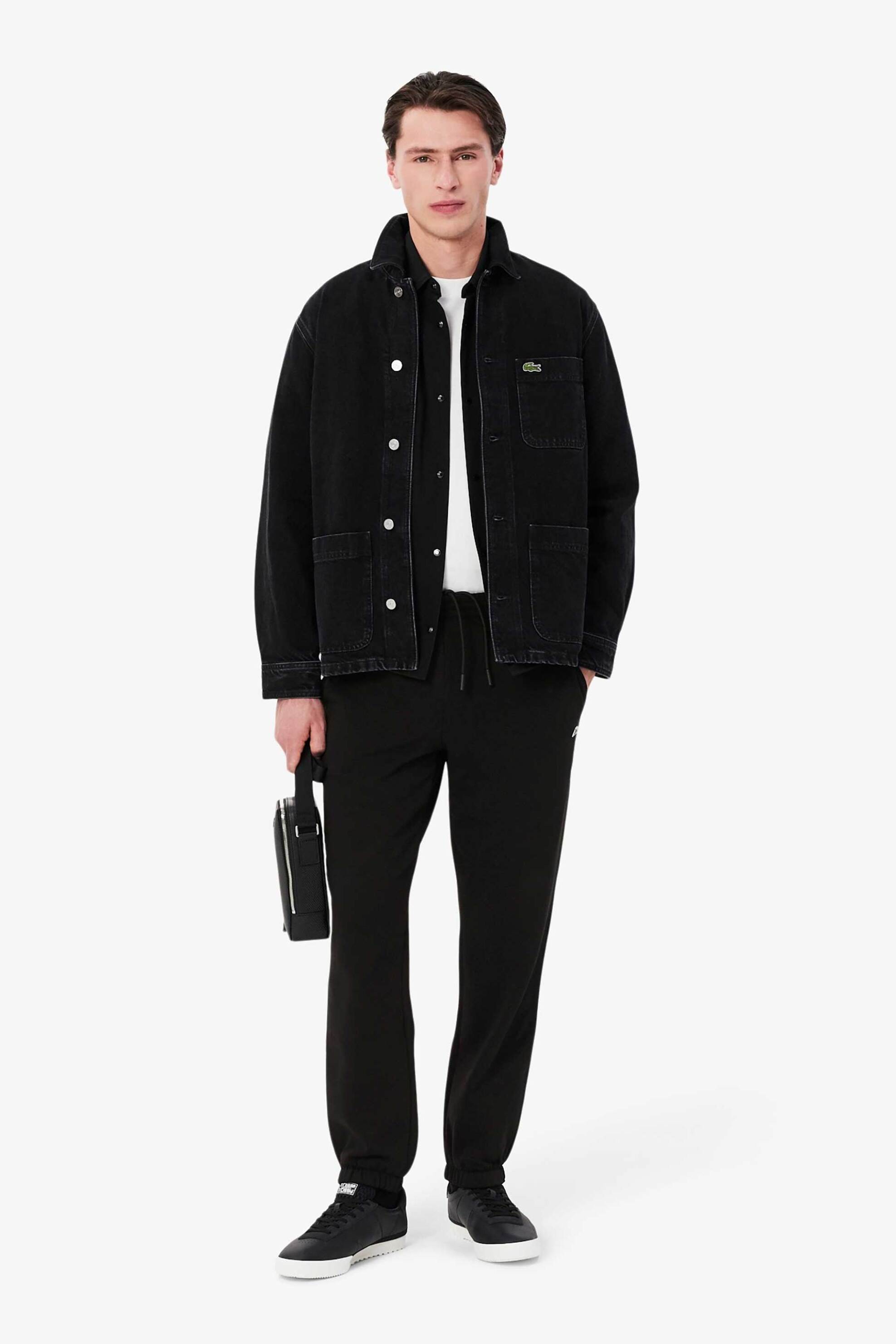 LACOSTE Lacoste ανδρικό παντελόνι φόρμας με κεντημένο λογότυπο Regular Fit - XH9610 Μαύρο