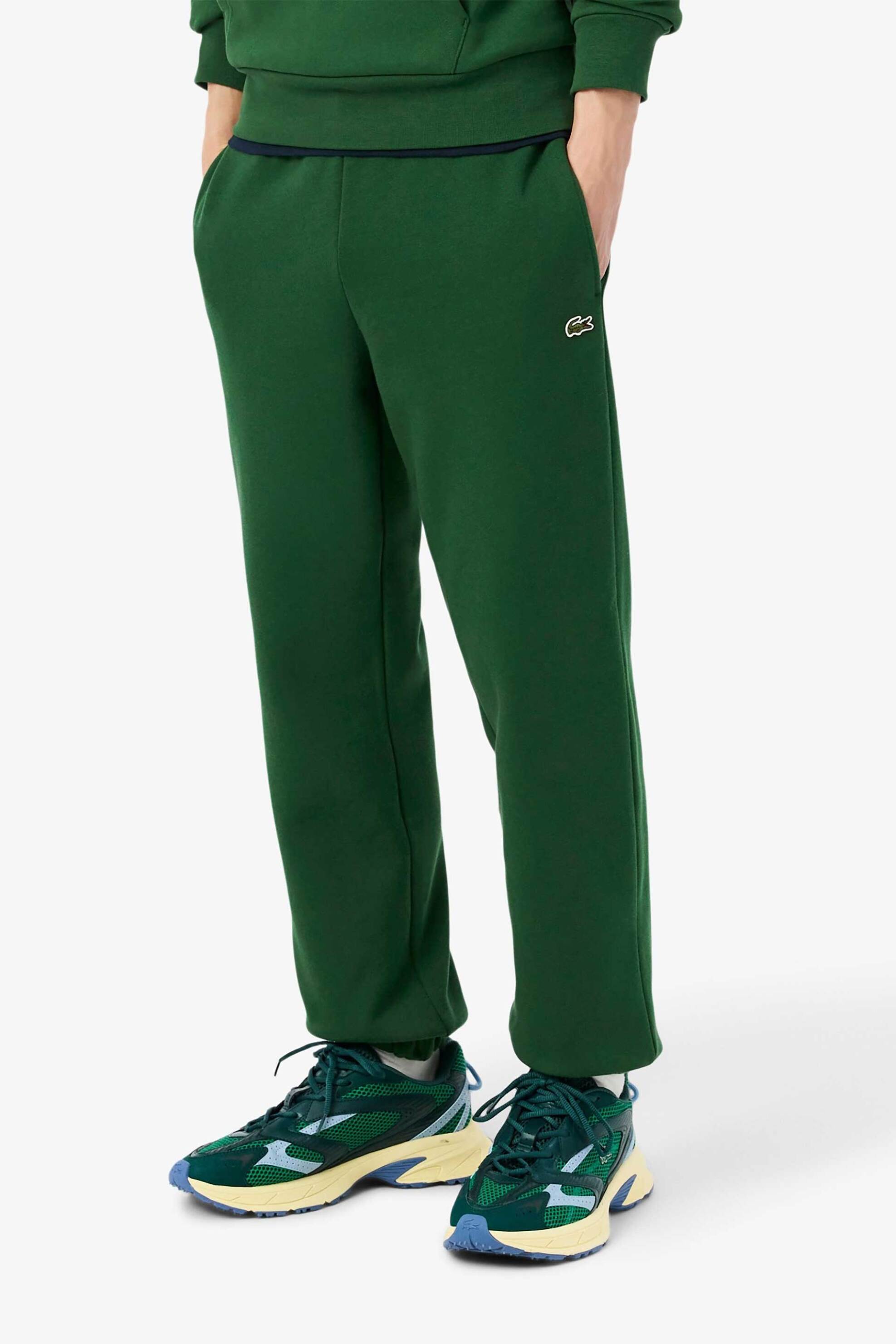 Lacoste ανδρικό παντελόνι φόρμας με κεντημένο λογότυπο Regular Fit - XH9610 Πράσινο Σκούρο φωτογραφία