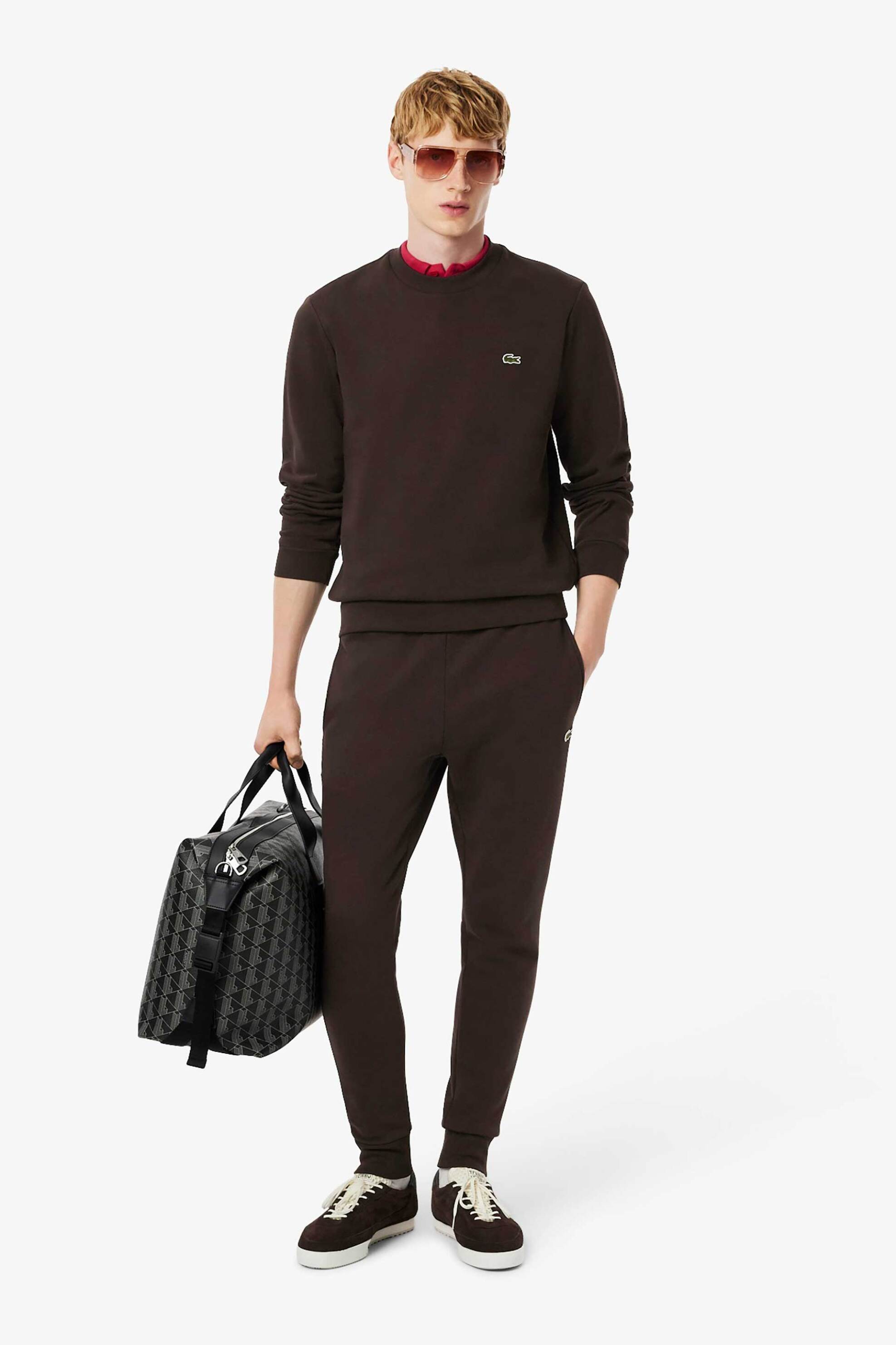 LACOSTE Lacoste ανδρικό παντελόνι φόρμας με κεντημένο λογότυπο Slim Fit - XH9624 Καφέ