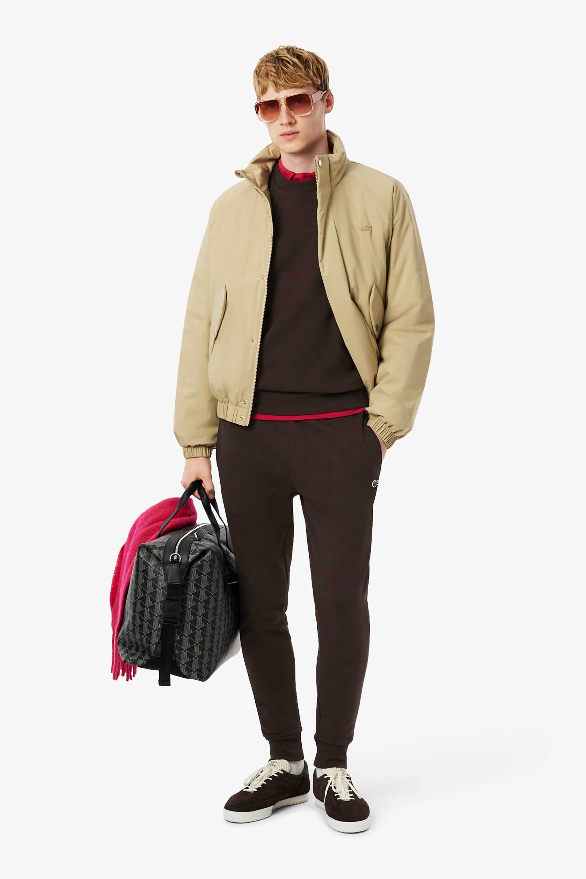 Lacoste ανδρικό παντελόνι φόρμας με κεντημένο λογότυπο Slim Fit - XH9624 Καφέ φωτογραφία