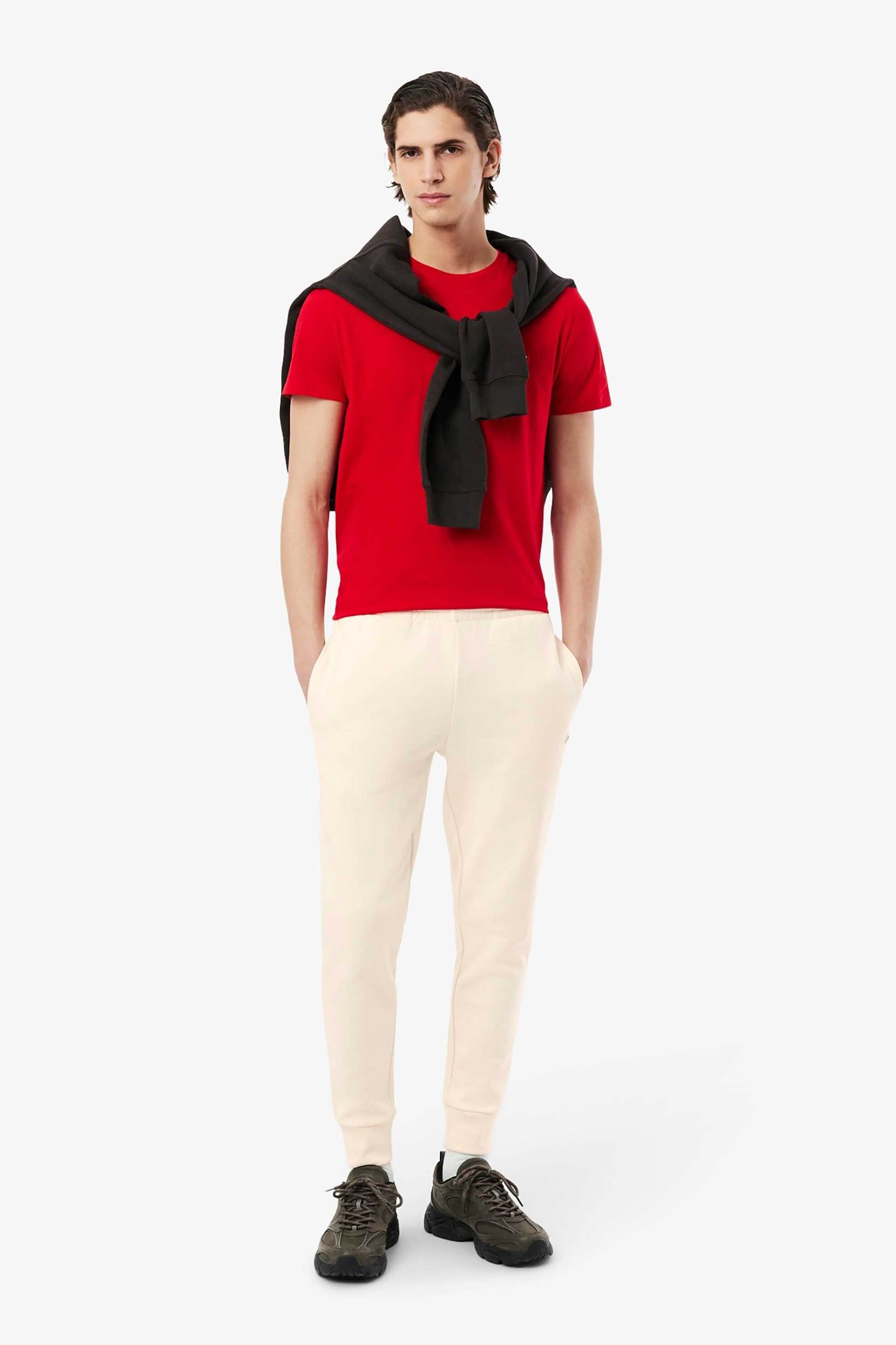 LACOSTE Lacoste ανδρικό παντελόνι φόρμας με κεντημένο λογότυπο Slim Fit - XH9624 Εκρού