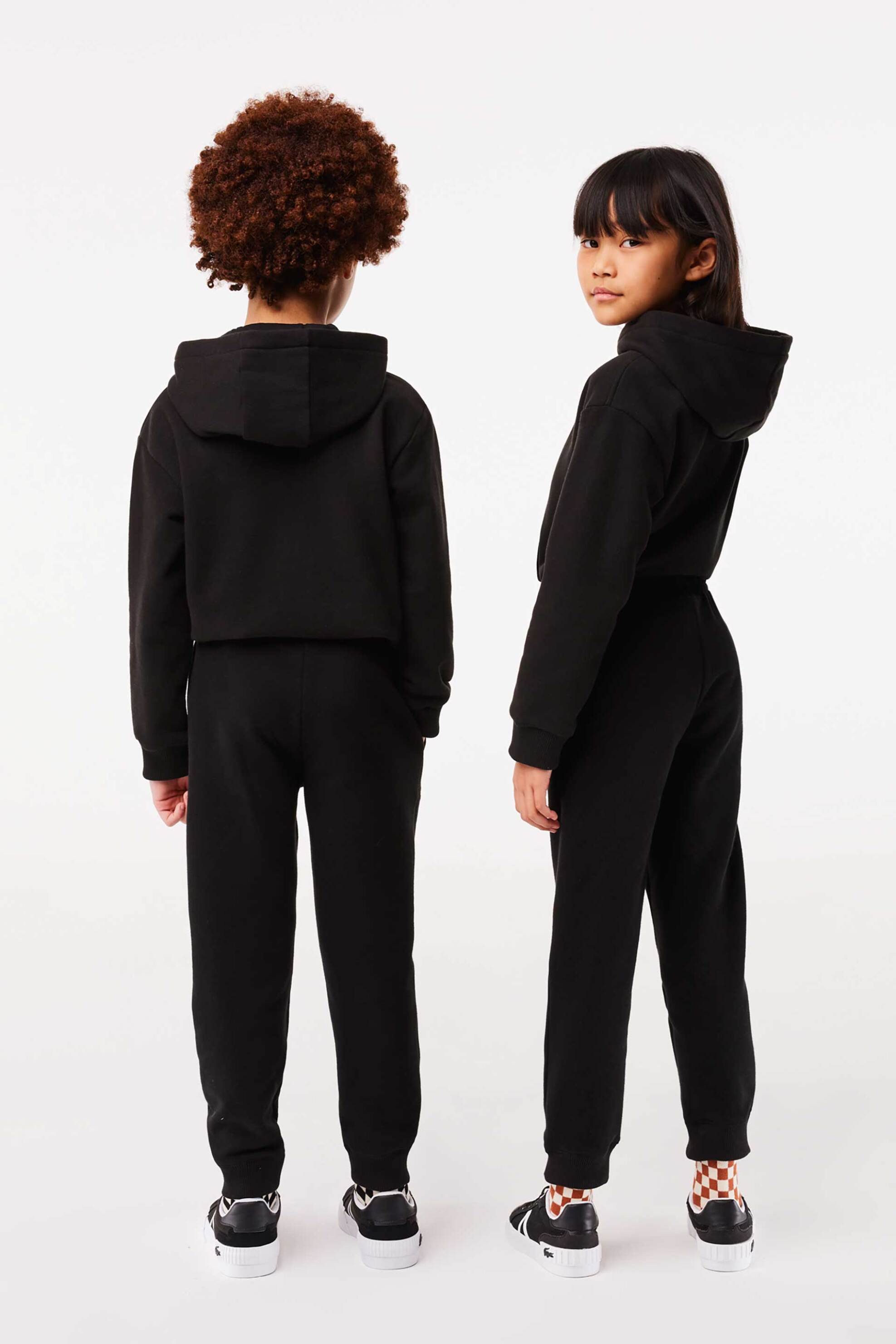 Lacoste παιδικό παντελόνι φόρμας μονόχρωμο με κεντημένο λογότυπο - XJ9728 Μαύρο φωτογραφία