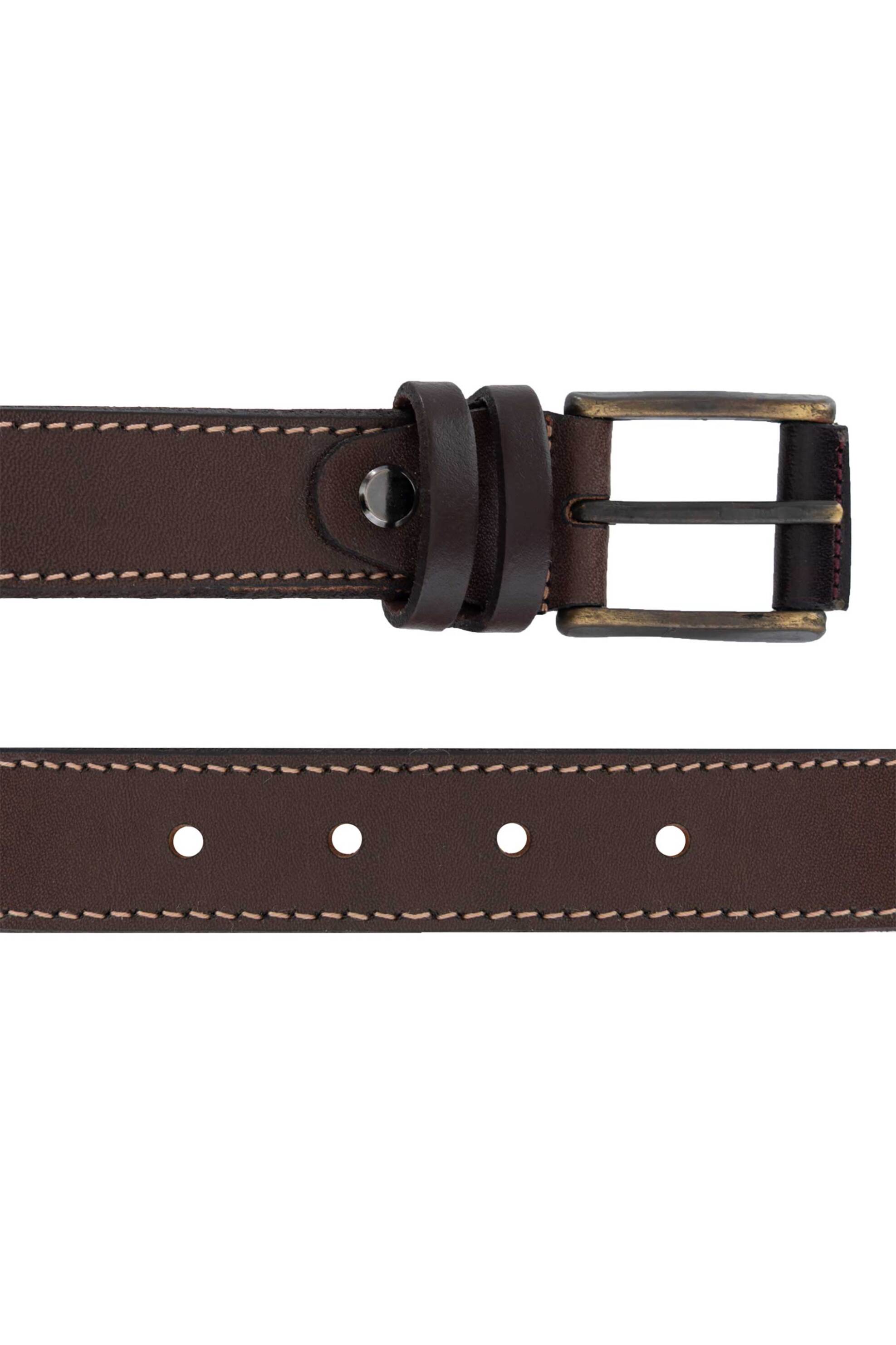 The Bostonians ανδρική casual δερμάτινη ζώνη με μεταλλική αγκράφα - XL0221 Καφέ