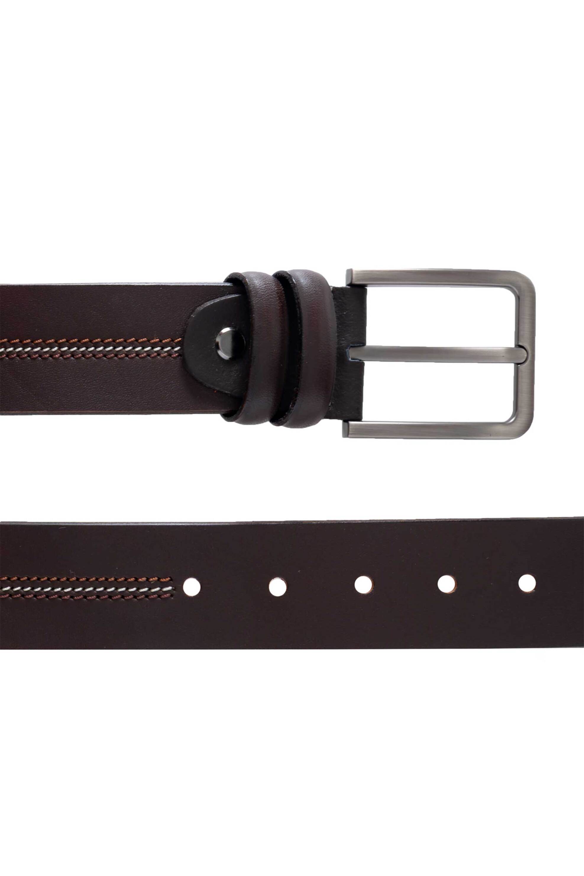 The Bostonians ανδρική casual δερμάτινη ζώνη με μεταλλική αγκράφα - XL0499 Καφέ