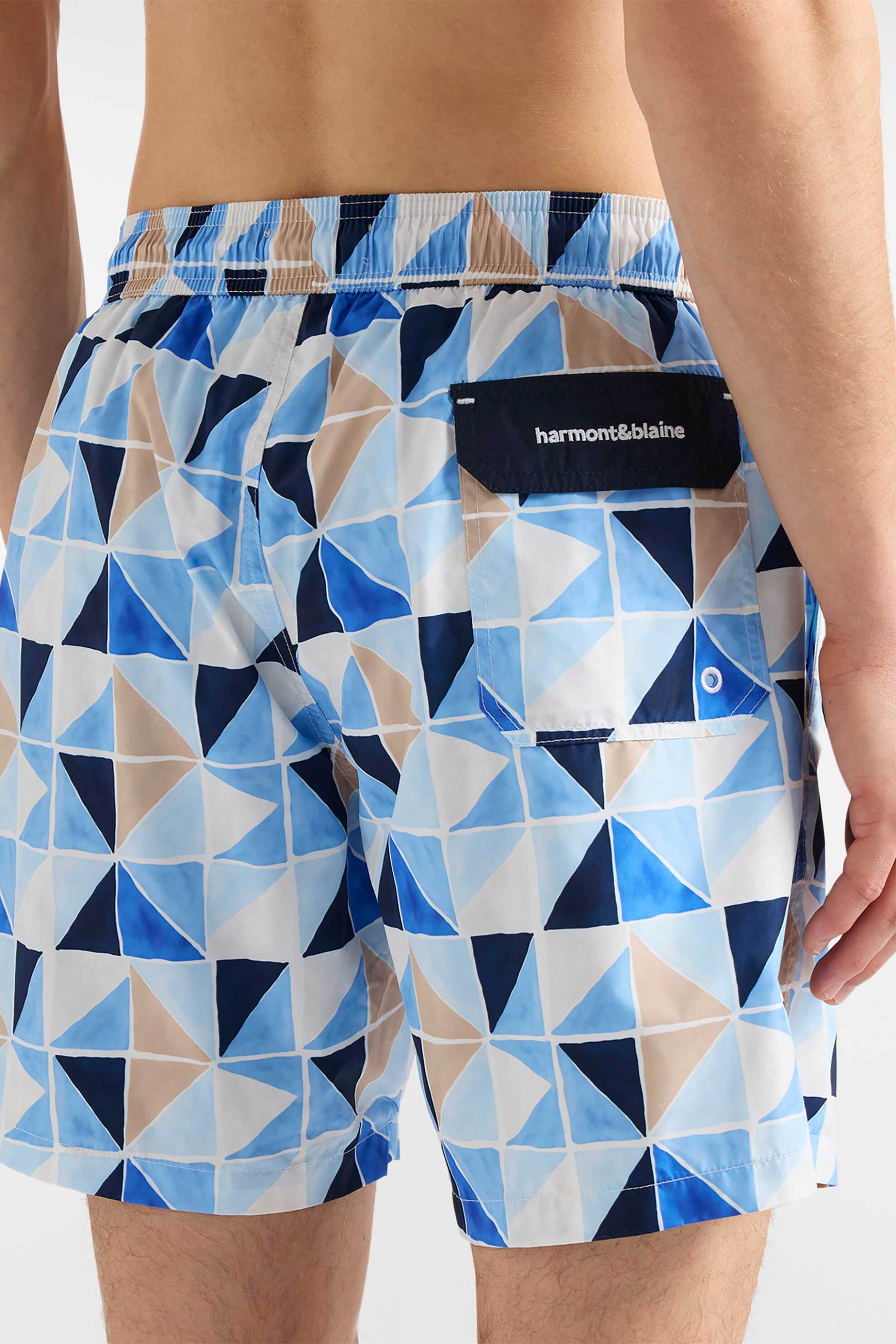 Harmont Blaine Ανδρικό Μαγιό Σορτς με Geometrical Print Regular Fit - Yrq113090280 Μπλε