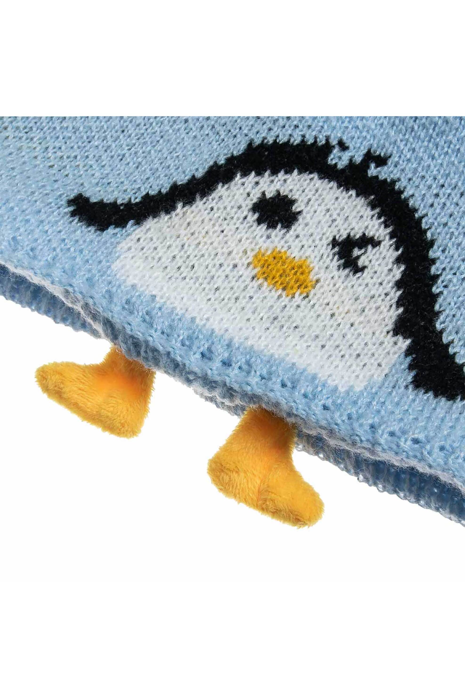 Alouette παιδικό σετ σκούφος και κασκόλ με σχέδιο πιγκουίνο και πομ πον (1-6 ετών) - 00030068 Μπλε Ανοιχτό φωτογραφία