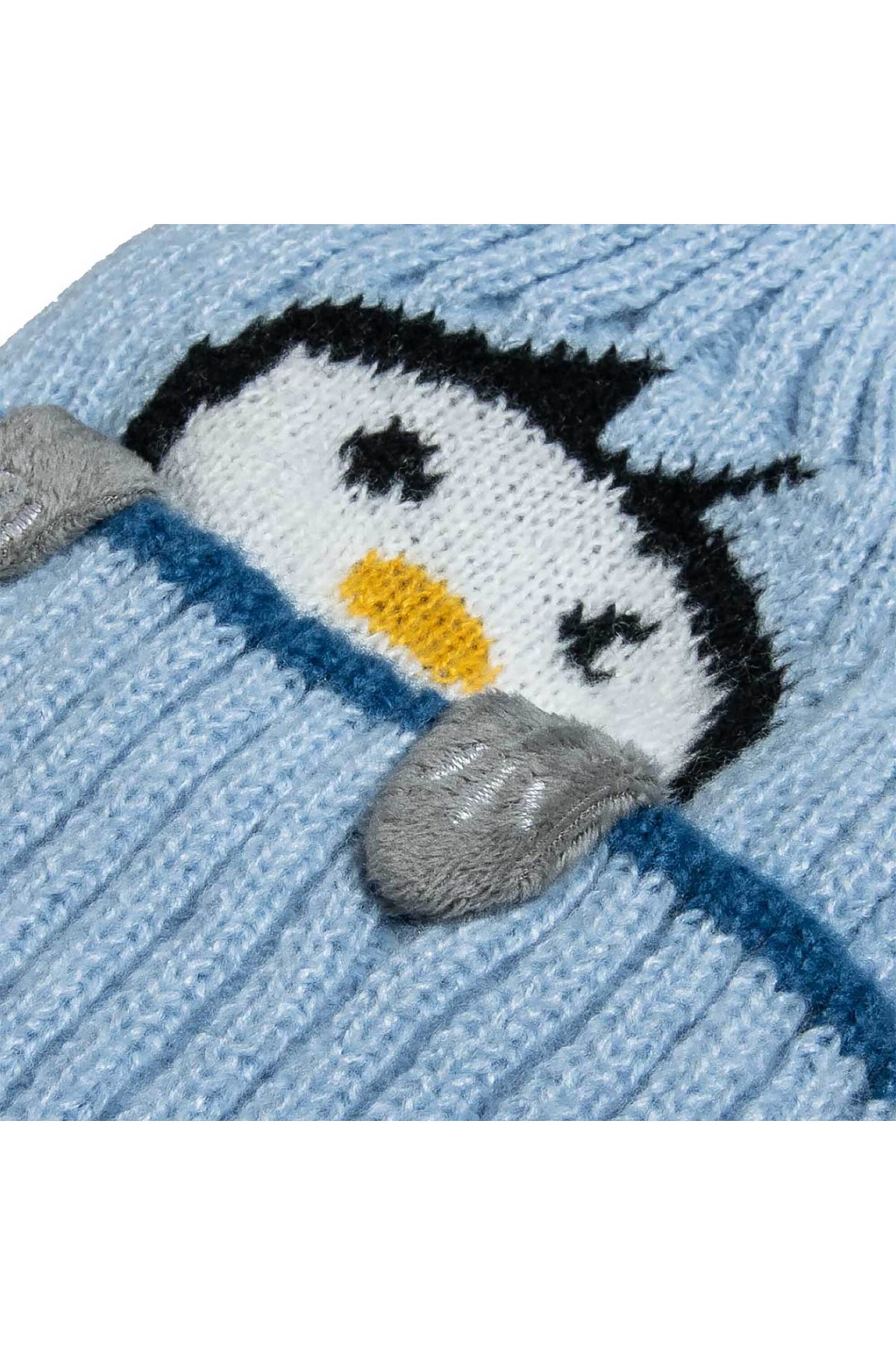 Alouette παιδικό σετ σκούφος και κασκόλ με σχέδιο πιγκουίνο και πομ πον (1-6 ετών) - 00030068 Μπλε Ανοιχτό φωτογραφία