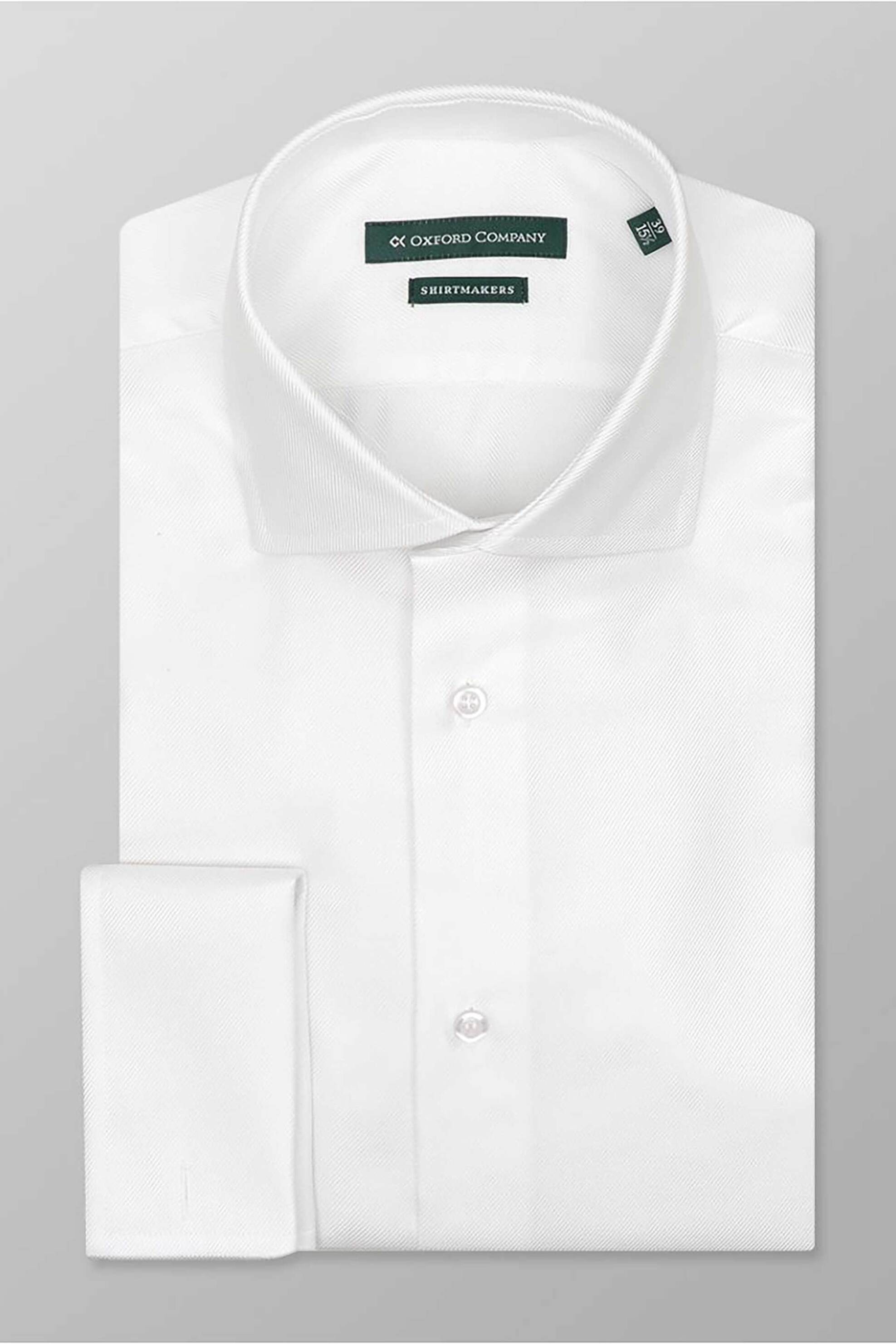 Oxford Company ανδρικό πουκάμισο club μονόχρωμο με διπλή μανσέτα Regular Fit "Classic" - T912NRY50.01 Λευκό
