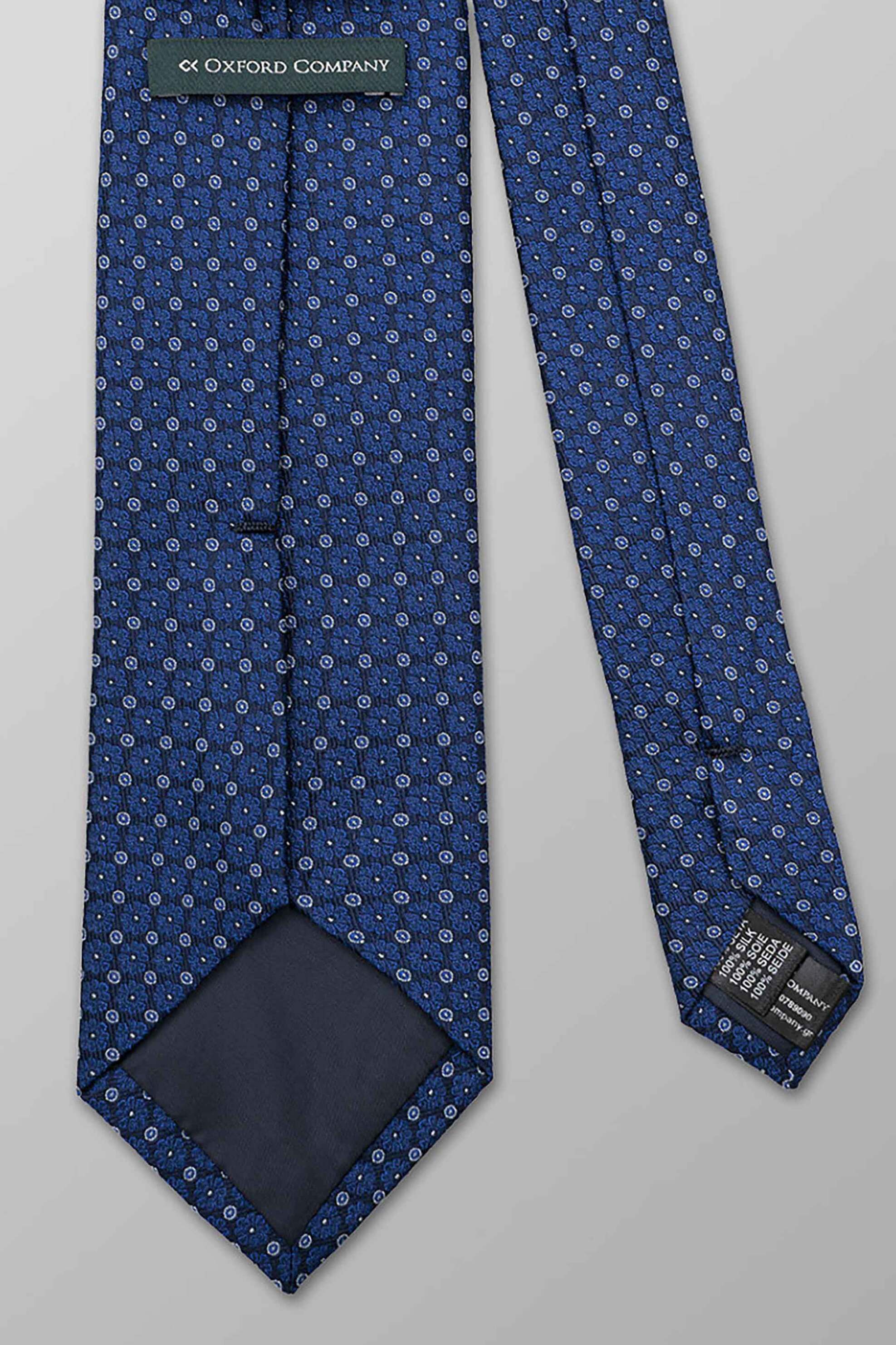 Oxford Company ανδρική μεταξωτή γραβάτα με all-over print - TIE59-400.05 Μπλε Σκούρο φωτογραφία