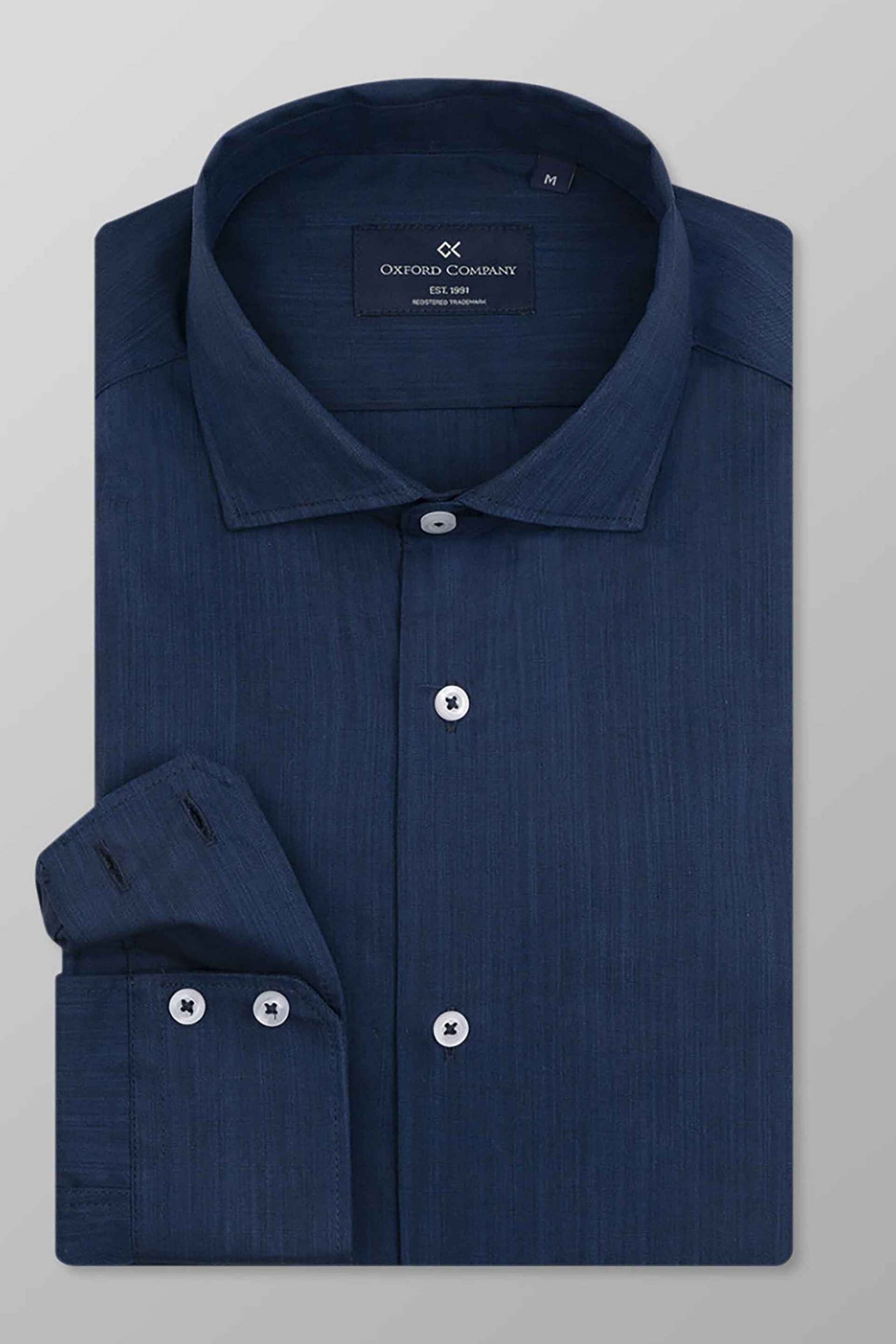 Oxford Company ανδρικό πουκάμισο Slim Fit - F110-RL21.10 Μπλε Σκούρο