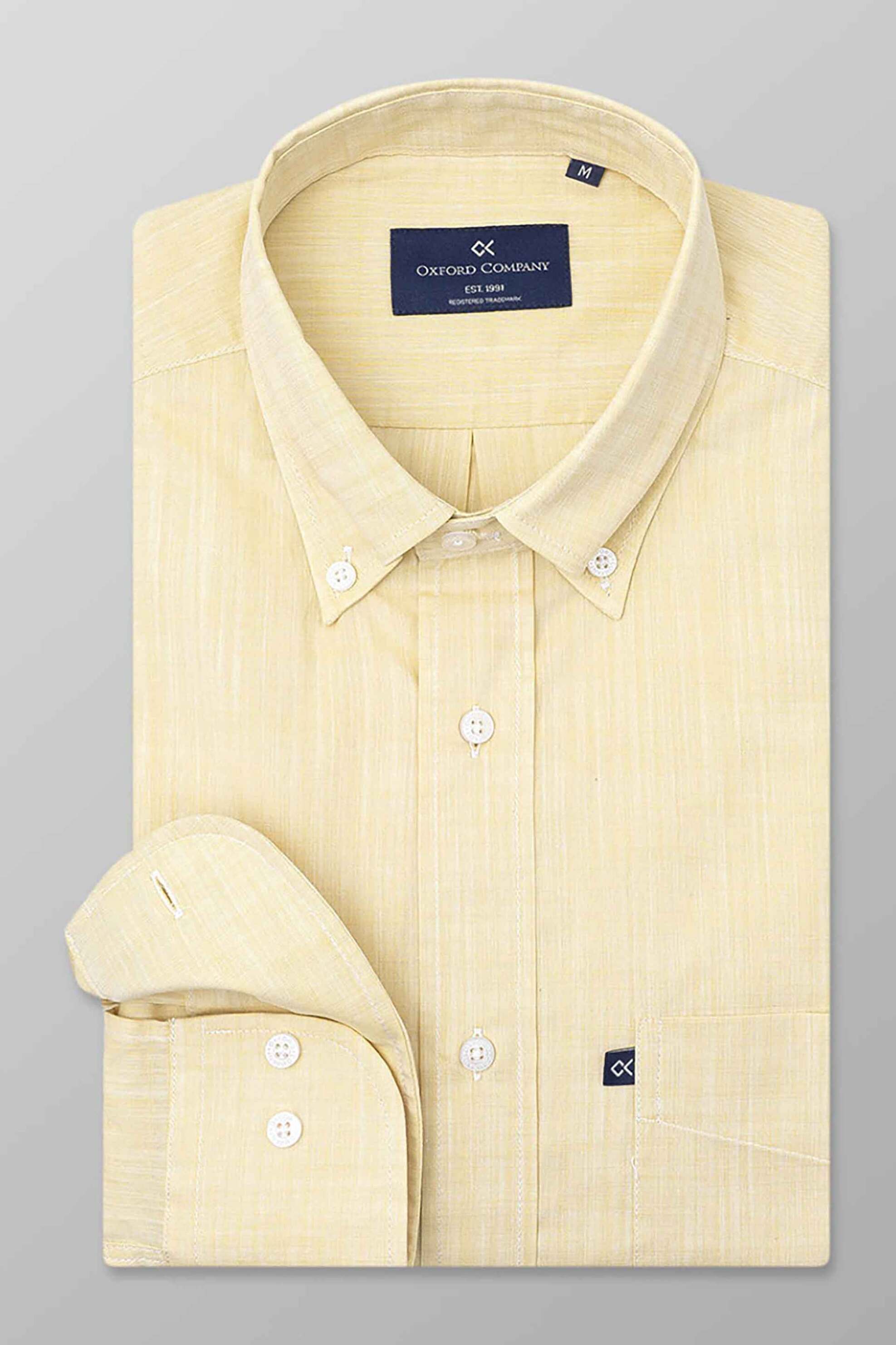 Oxford Company ανδρικό πουκάμισο button down Regular Fit - F110-BL10.09 Κίτρινο