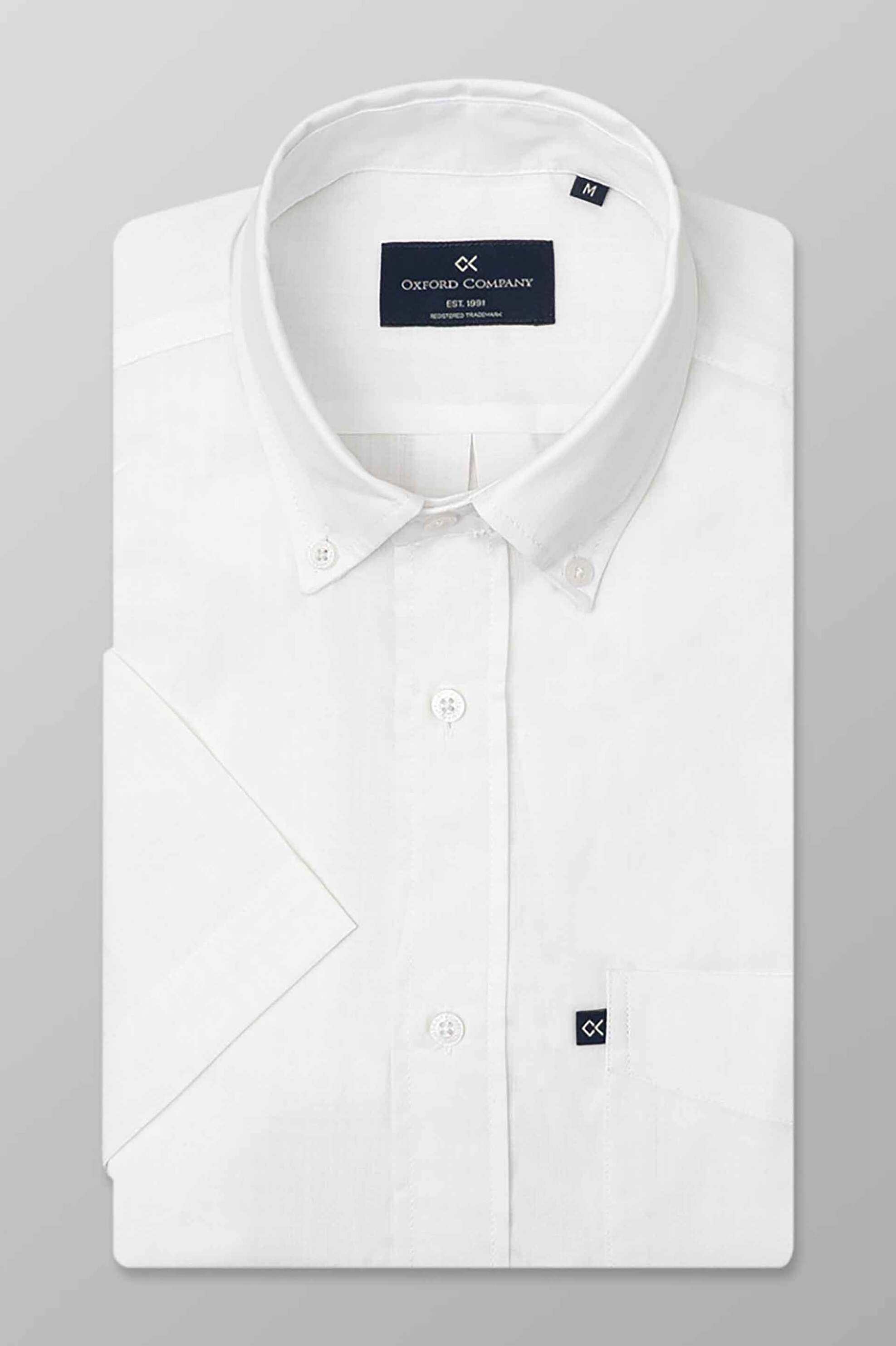 Oxford Company ανδρικό κοντομάνικο πουκάμισο button down Regular Fit - F110-BL30.01 Λευκό