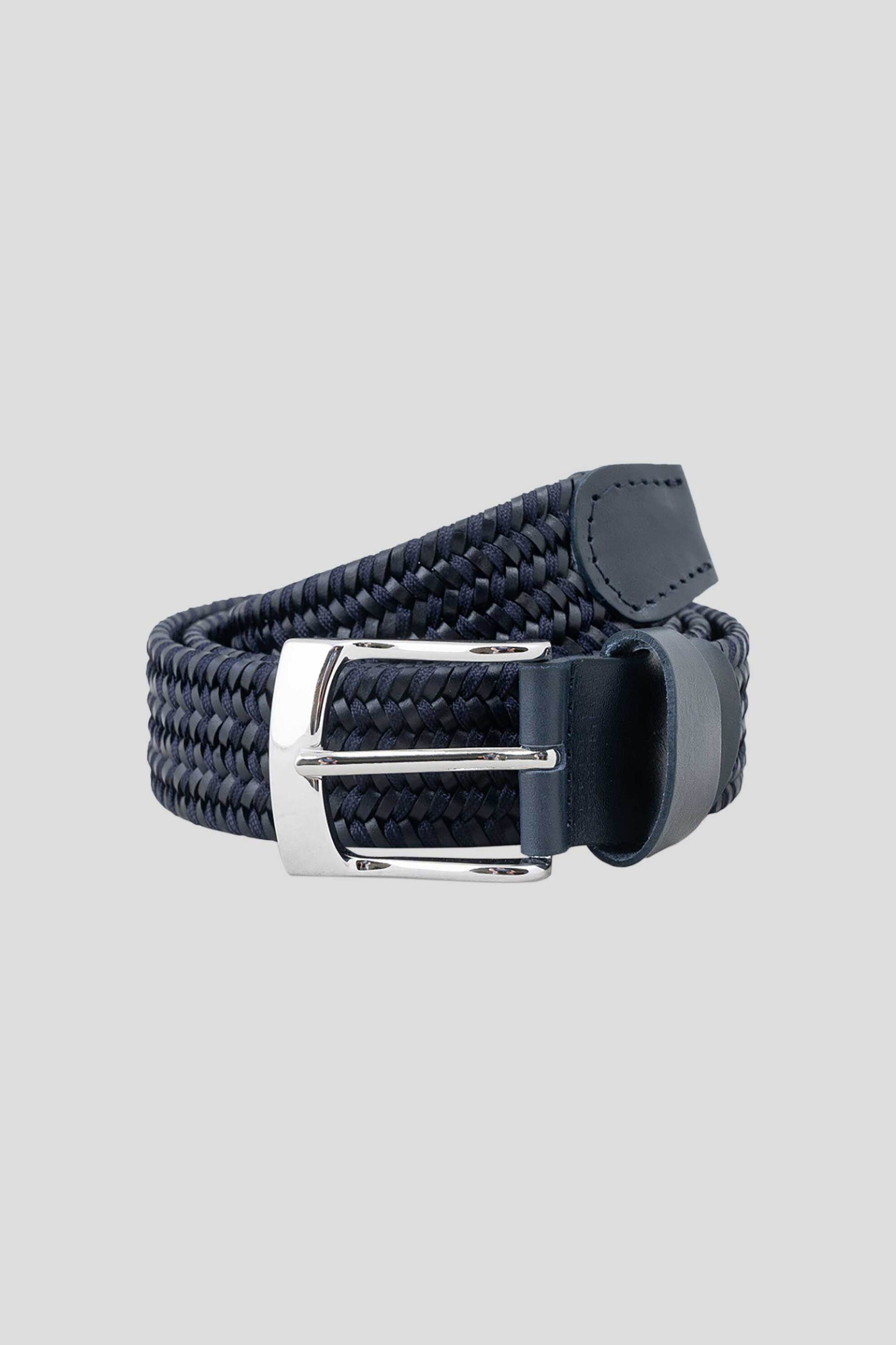 OXFORD COMPANY Oxford Company ανδρική ζώνη με πλεκτό σχέδιο και μεταλλική αγκράφα - BELT-289.05 Μπλε Σκούρο