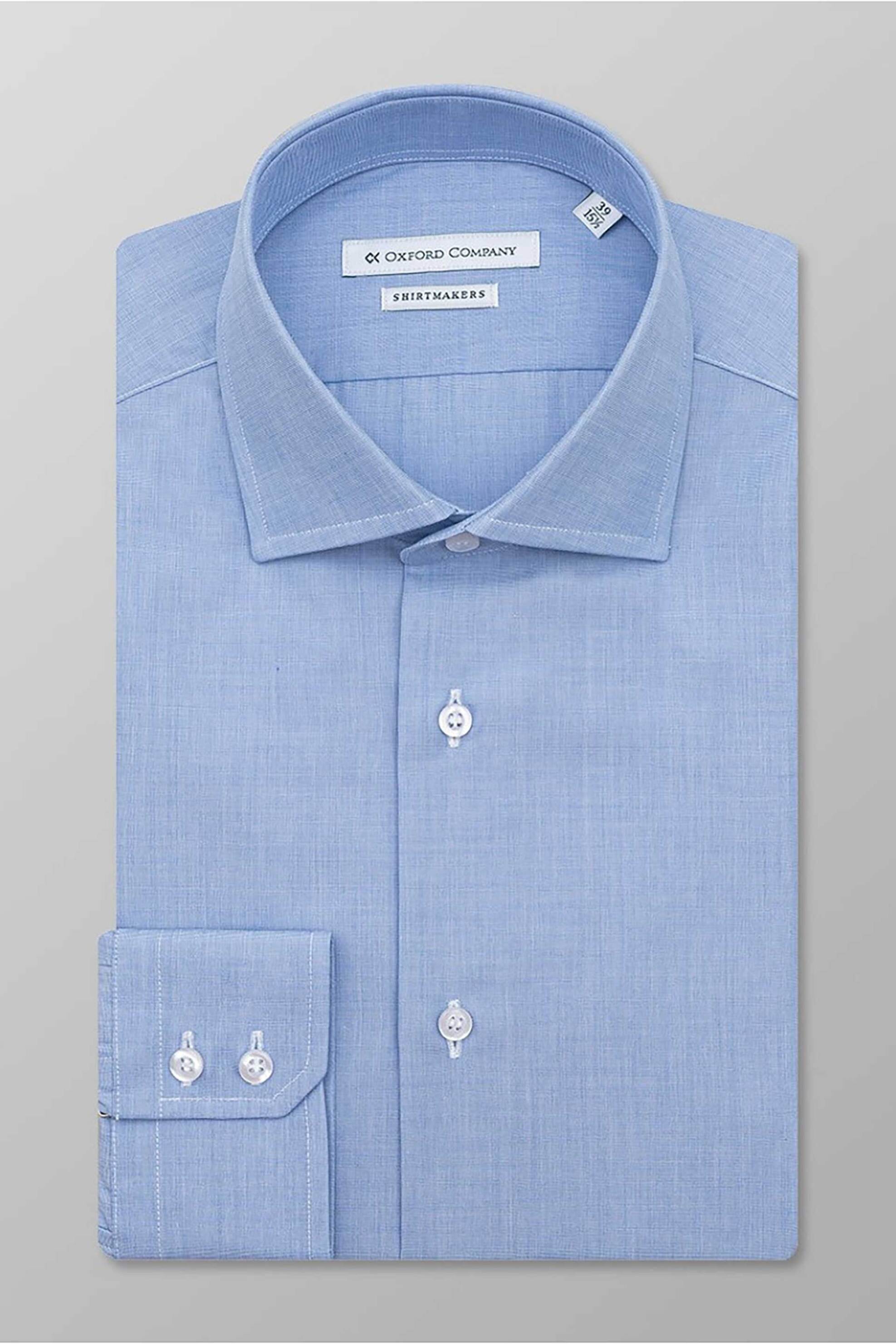 Oxford Company ανδρικό πουκάμισο club μονόχρωμο Slim Fit "Classic" - W113NRJ21.01A Μπλε Ανοιχτό