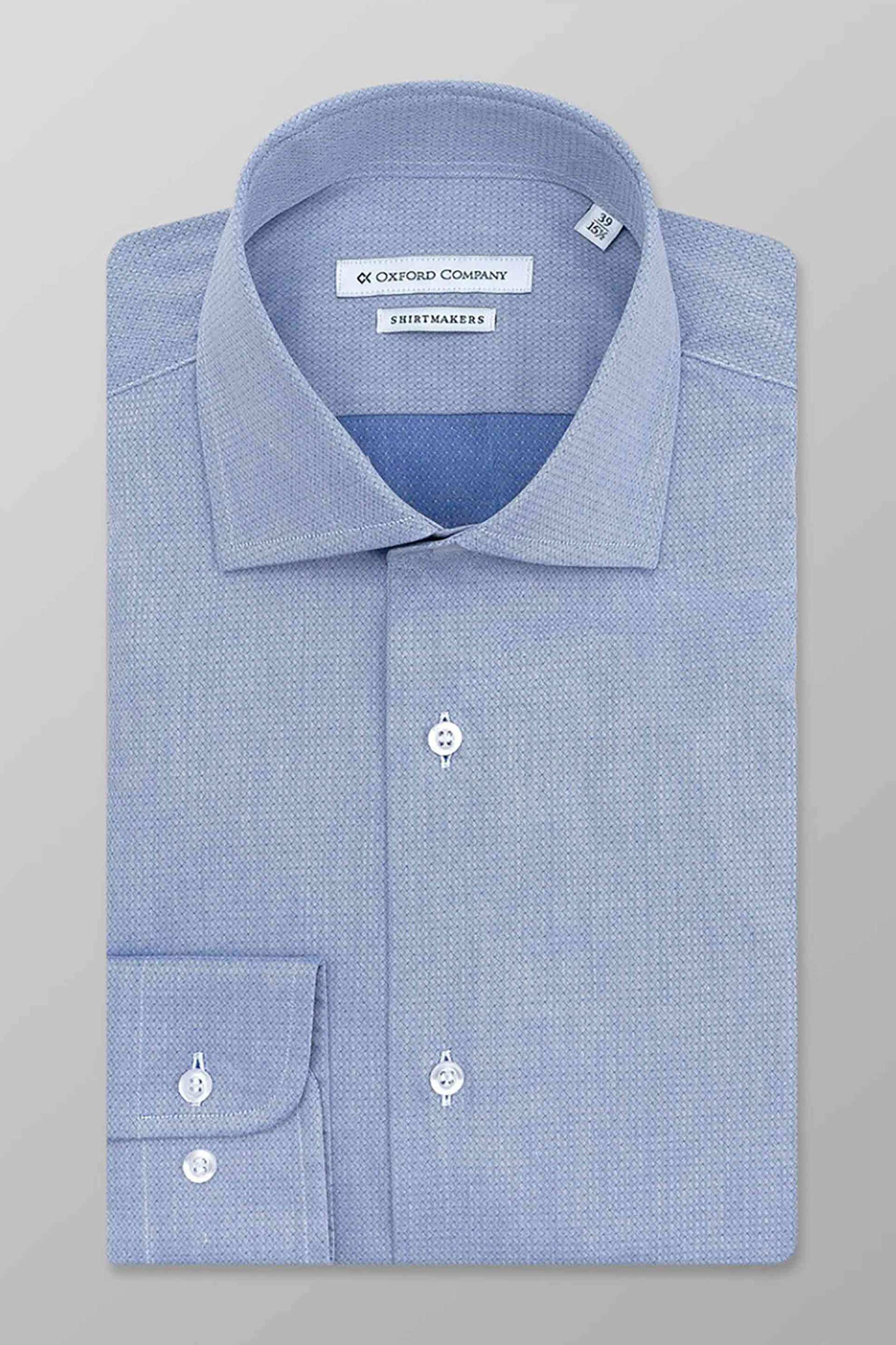 OXFORD COMPANY Oxford Company ανδρικό πουκάμισο με μικροσχέδιο Regular Fit - M745NRW20.03 Μπλε