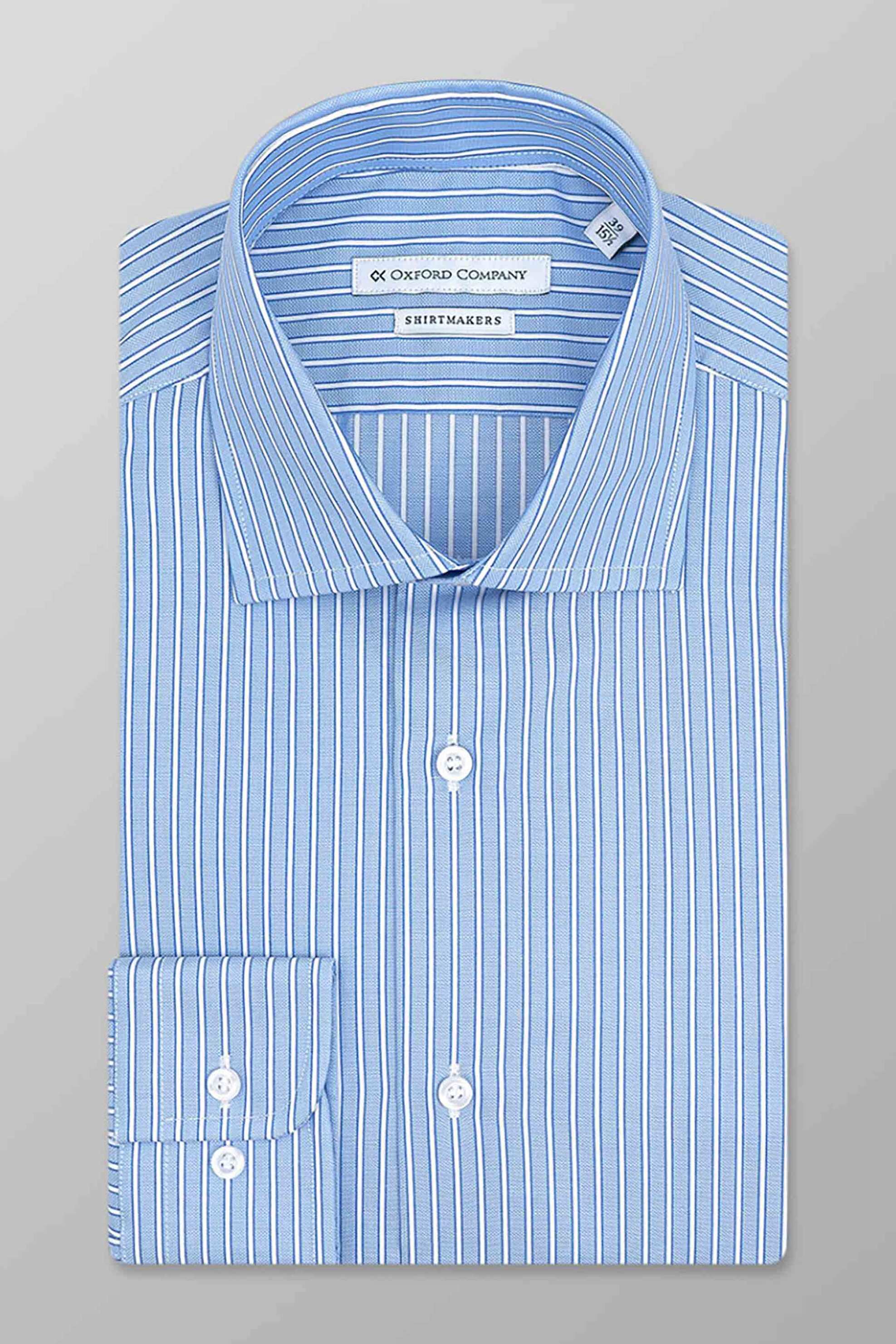 OXFORD COMPANY Oxford Company ανδρικό πουκάμισο με ριγέ σχέδιο Regular Fit - M522NRU20.01 Γαλάζιο