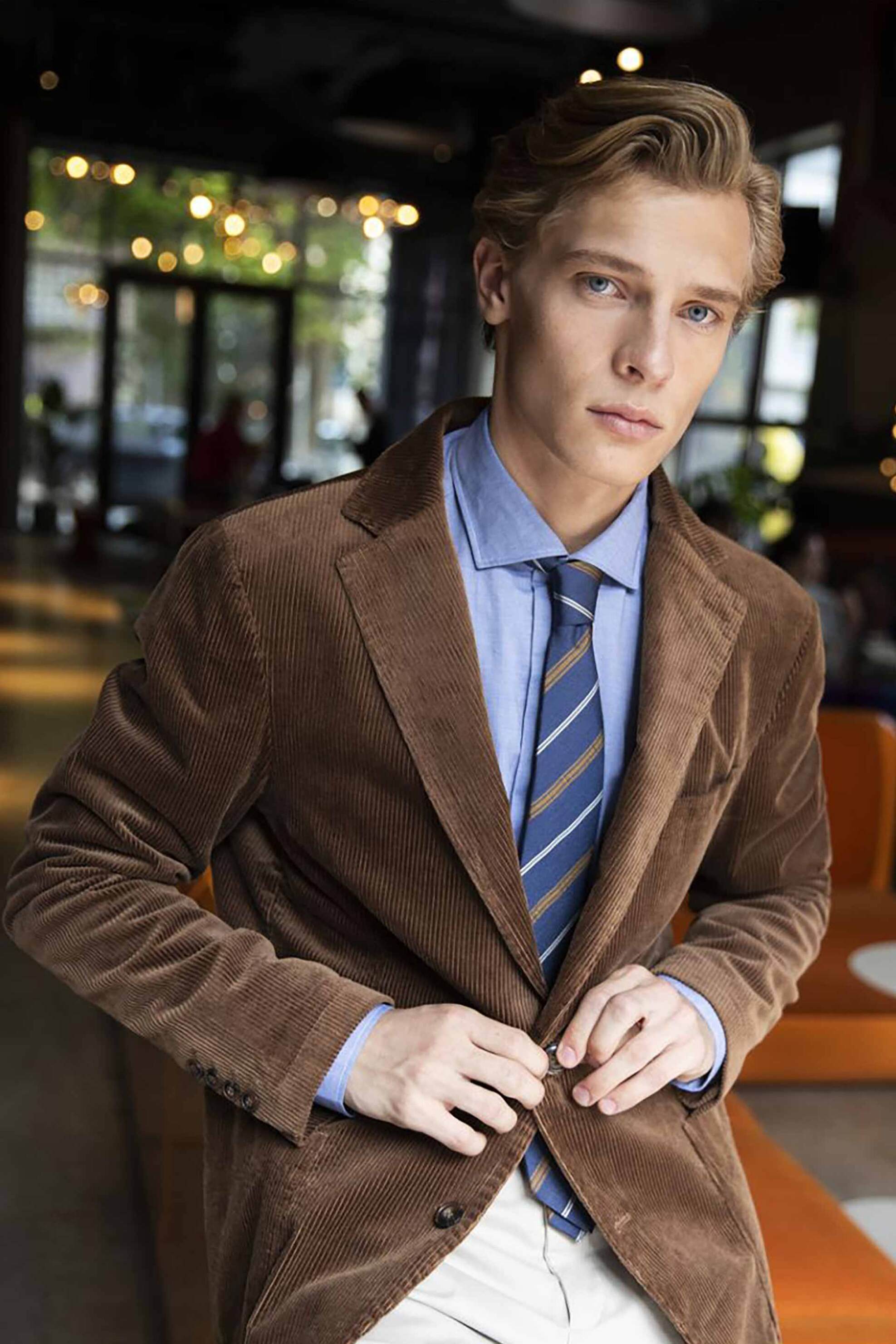 OXFORD COMPANY Oxford Company ανδρικό σακάκι κοτλέ Regular Fit - JAC60-101.01 Καφέ