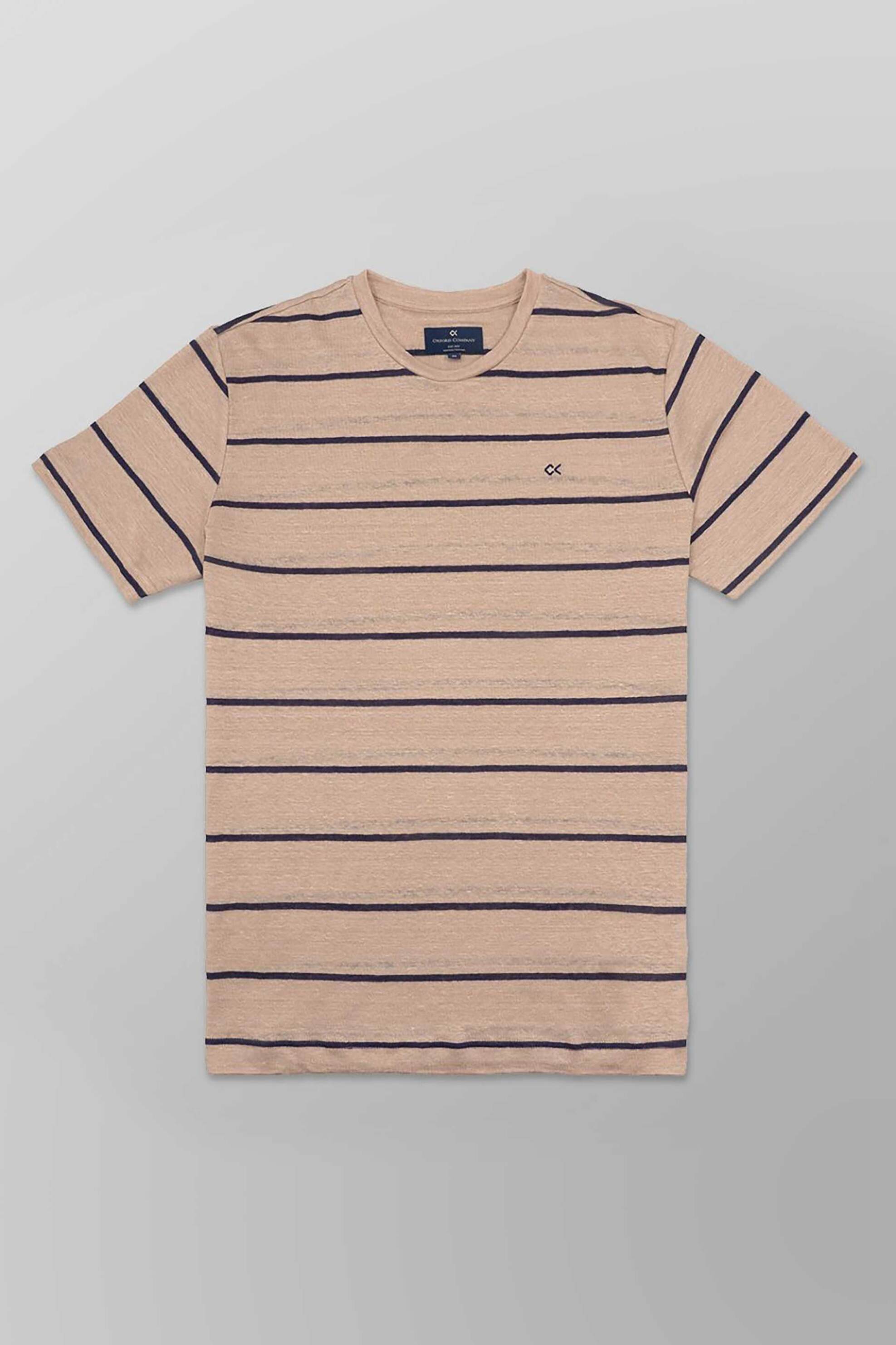 OXFORD COMPANY Oxford Company ανδρικό T-shirt με ριγέ σχέδιο Regular Fit - K201-MV20.01 Μπεζ