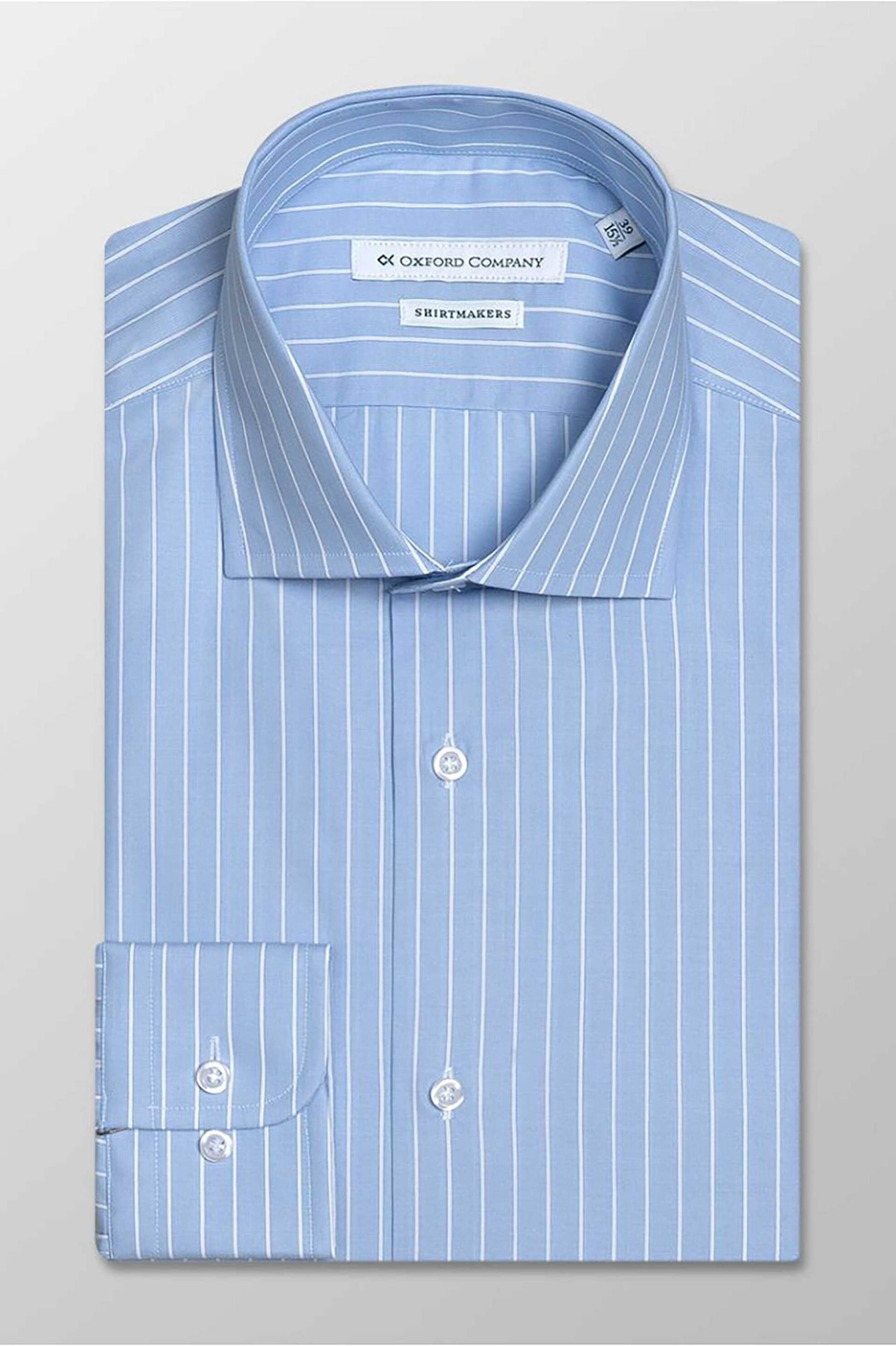 OXFORD COMPANY Oxford Company ανδρικό πουκάμισο με ριγέ σχέδιο Regular Fit "Club" - M821NRX20.01 Μπλε Ανοιχτό