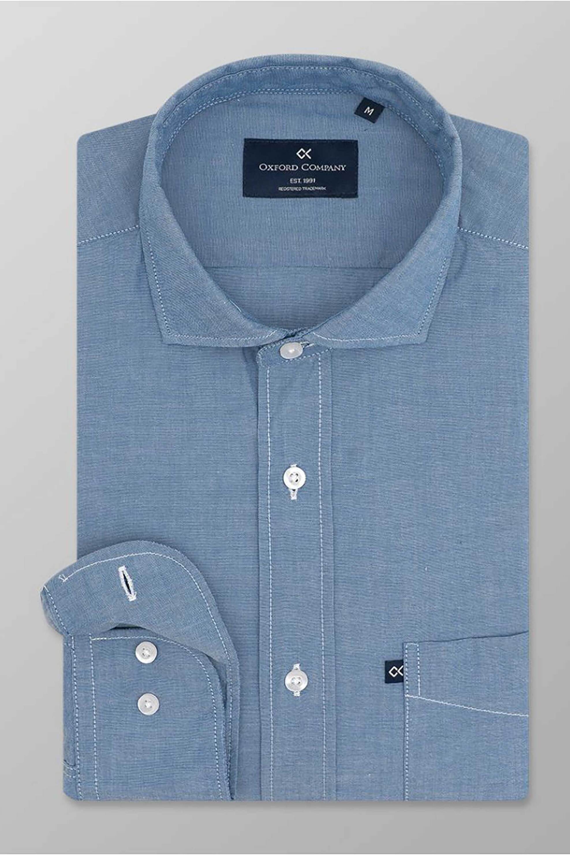 OXFORD COMPANY Oxford Company ανδρικό πουκάμισο μονόχρωμο Regular Fit "Romeo" - J113-RX20.01 Μπλε Ανοιχτό