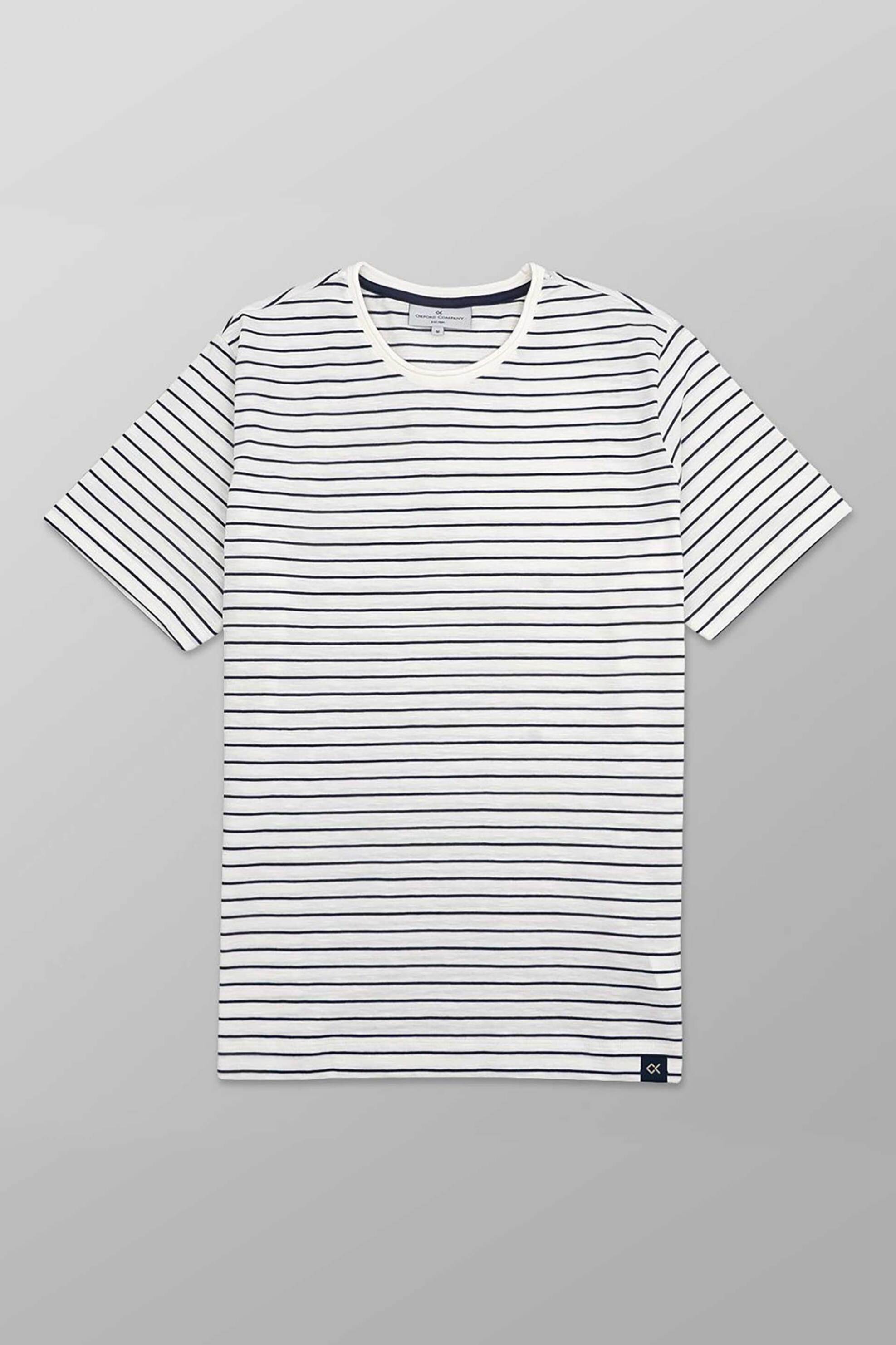 Oxford Company ανδρικό T-shirt με ριγέ σχέδιο Regular Fit - K402-MX20.01 Λευκό