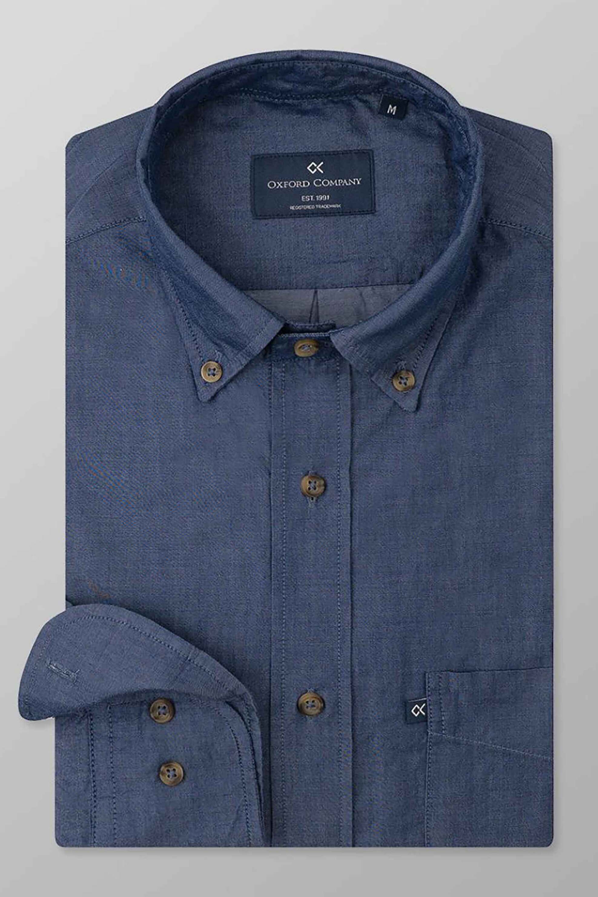 OXFORD COMPANY Oxford Company ανδρικό πουκάμισο button down Regular Fit "Sport" - J110-BY10.01 Denim Blue Σκούρο
