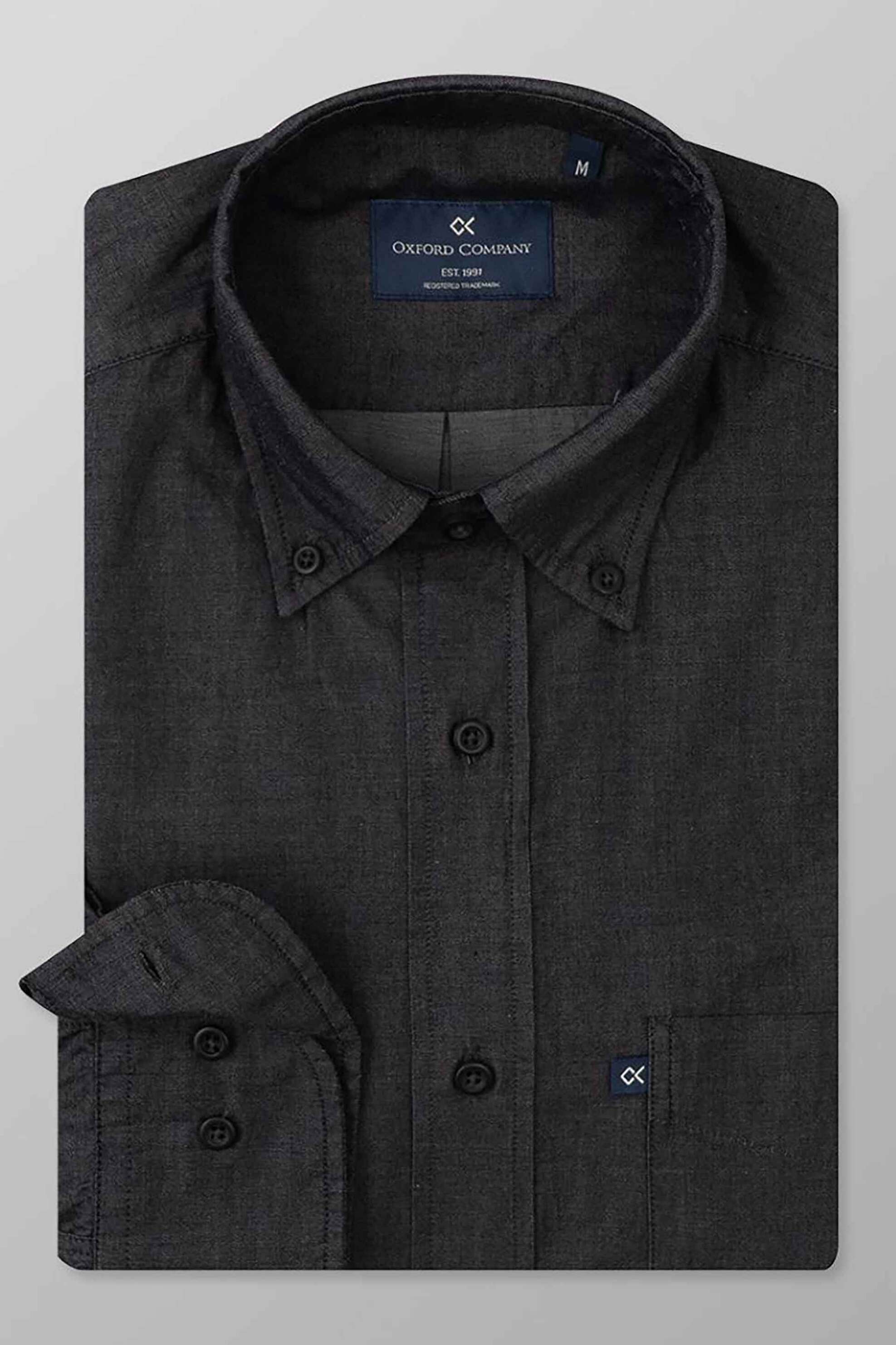 OXFORD COMPANY Oxford Company ανδρικό πουκάμισο button down Regular Fit "Sport" - J110-BY10.02 Ανθρακί