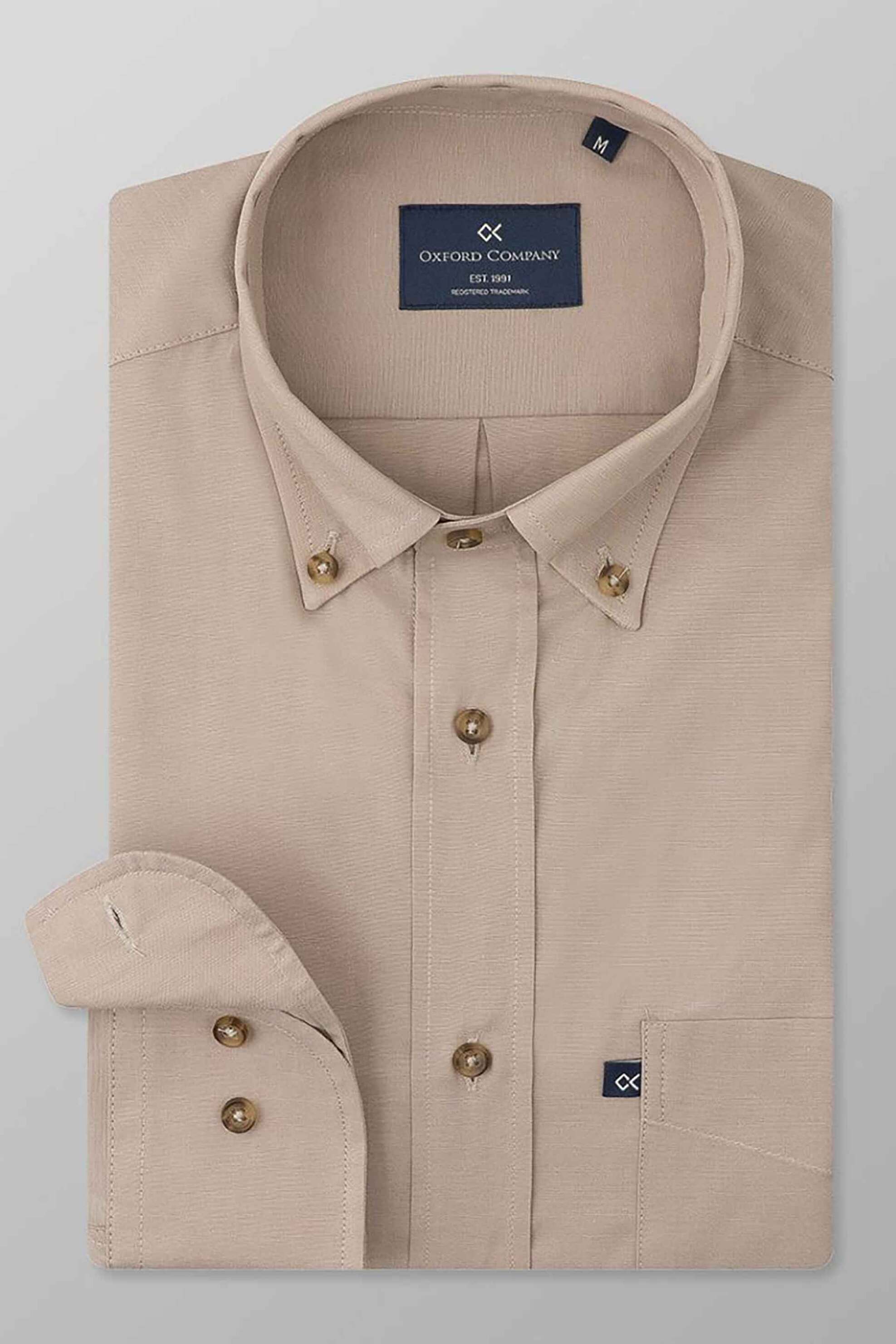 OXFORD COMPANY Oxford Company ανδρικό πουκάμισο button down Regular Fit "Sport" - J112-BY10.01 Μπεζ