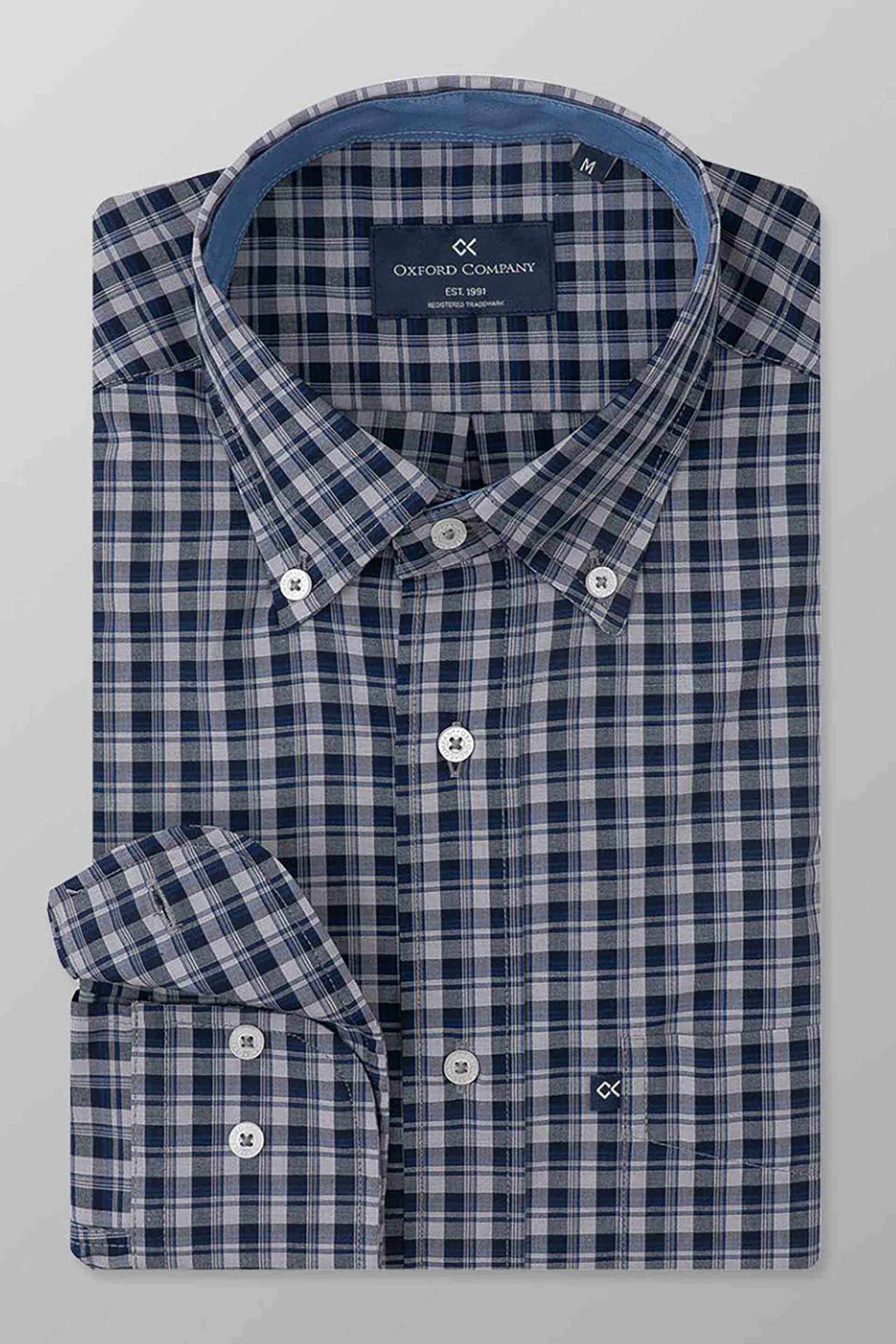 OXFORD COMPANY Oxford Company ανδρικό πουκάμισο με καρό σχέδιο Regular Fit "Sport" - M133-BY10.01 Μπλε Σκούρο