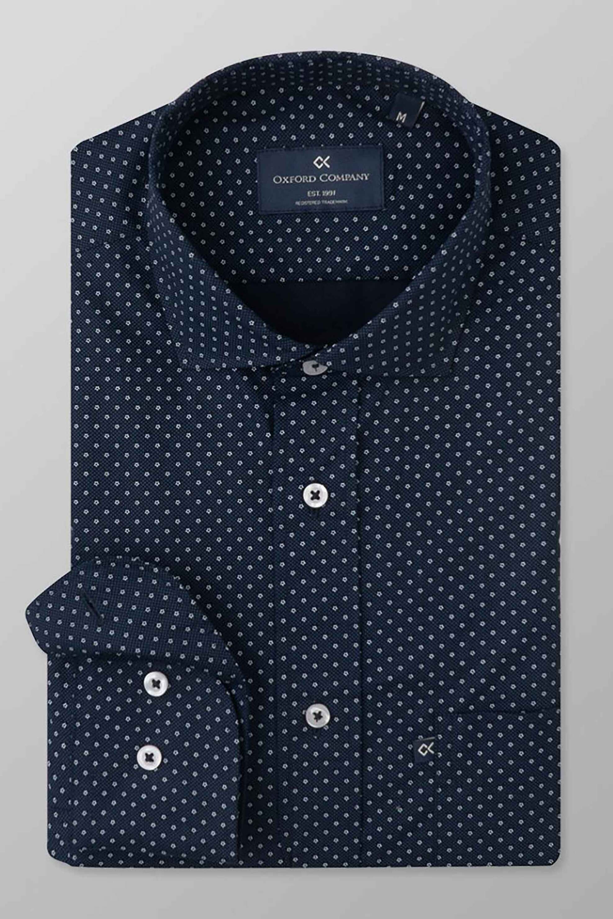 OXFORD COMPANY Oxford Company ανδρικό πουκάμισο με εμπριμέ σχέδιο Regular Fit "Romeo" - M144-RY20.01 Μπλε Σκούρο