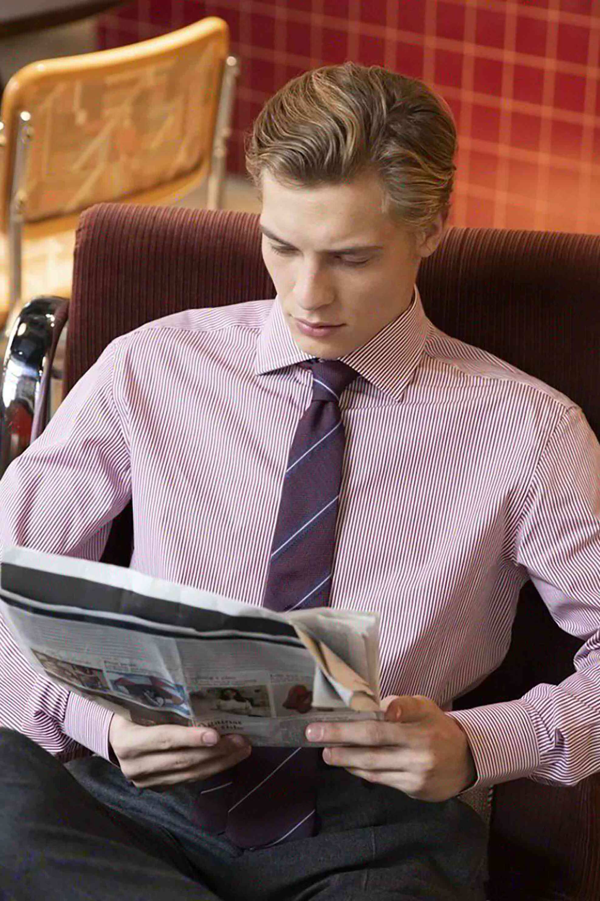 Oxford Company ανδρικό πουκάμισο club με ριγέ σχέδιο Regular Fit "Classic" - M220NRS20.03 Κόκκινο