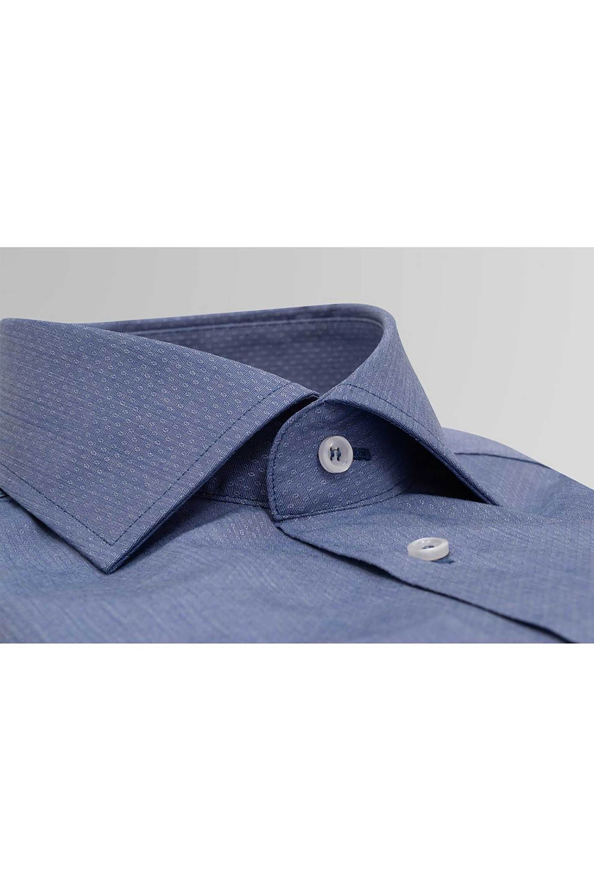 Oxford Company ανδρικό πουκάμισο poplin με μικροσχέδιο Slim Fit "Club" - M741NRW21.01 Μπλε φωτογραφία
