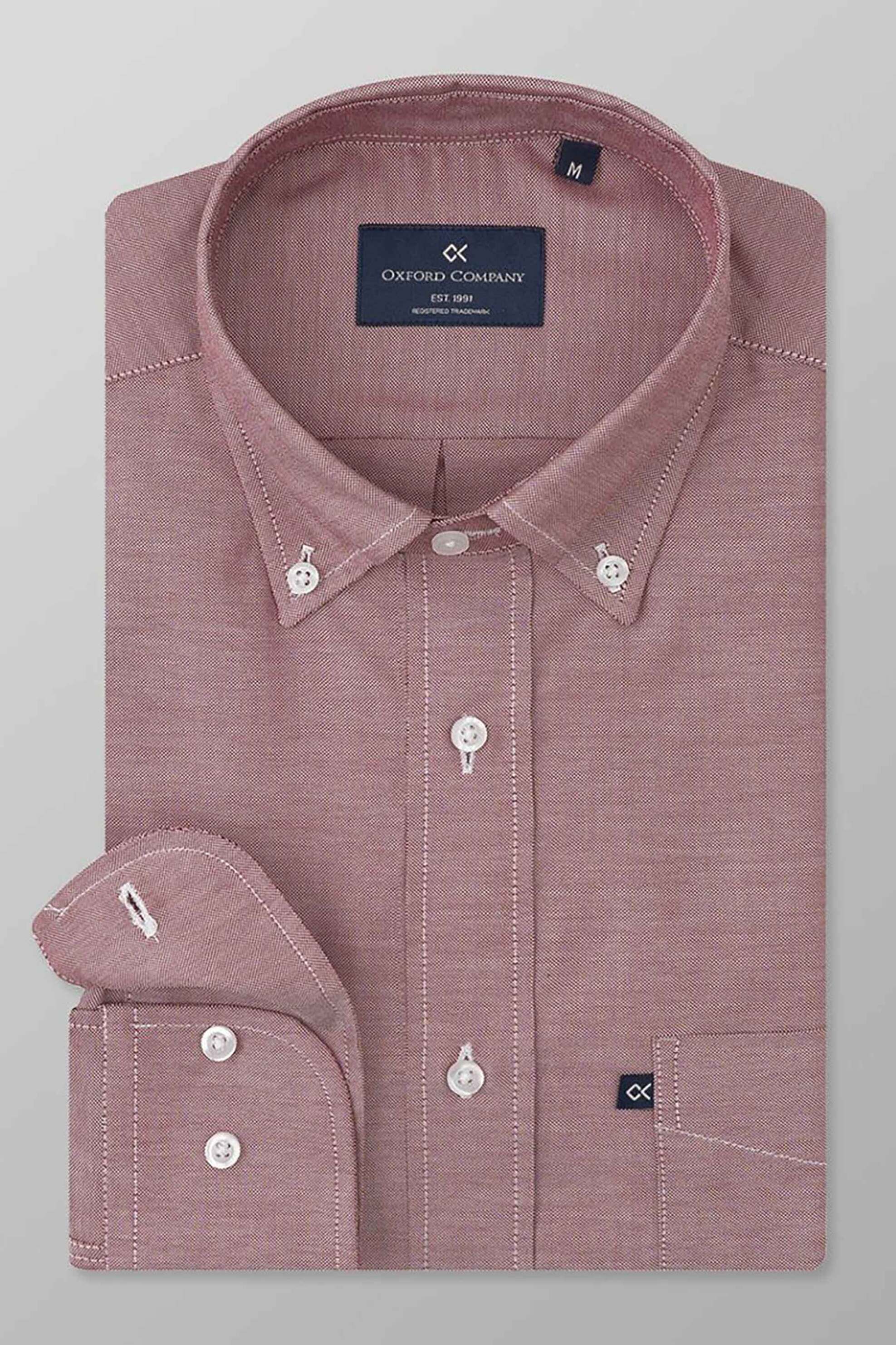 OXFORD COMPANY Oxford Company ανδρικό πουκάμισο μονόχρωμο Regular Fit "Sport" - O110-BY10.02 Μπορντό