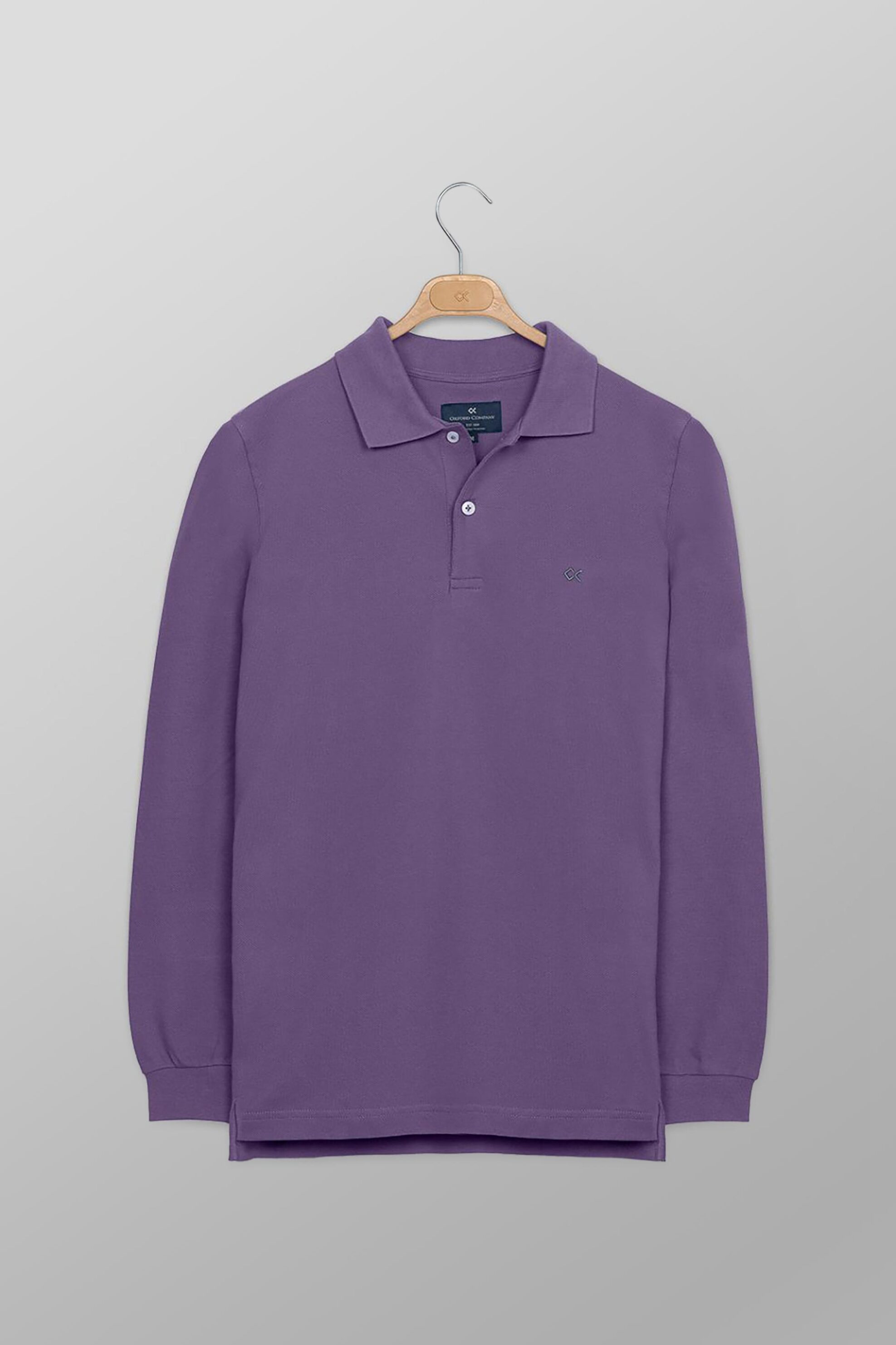 Oxford Company ανδρική μπλούζα πόλο πικέ μονόχρωμη με κεντημένο λογότυπο Regular Fit - P217-PU50.20 Μοβ